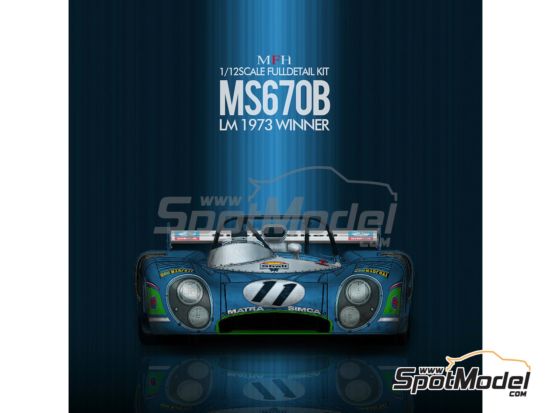 Image 1: Matra MS670B patrocinado por Shell - 24 Horas de Le Mans 1973 | Maqueta de coche en escala&nbsp;1/12 fabricado por Model Factory Hiro (ref.&nbsp;MFH-K853, tambien 4580011508536 y K853)
