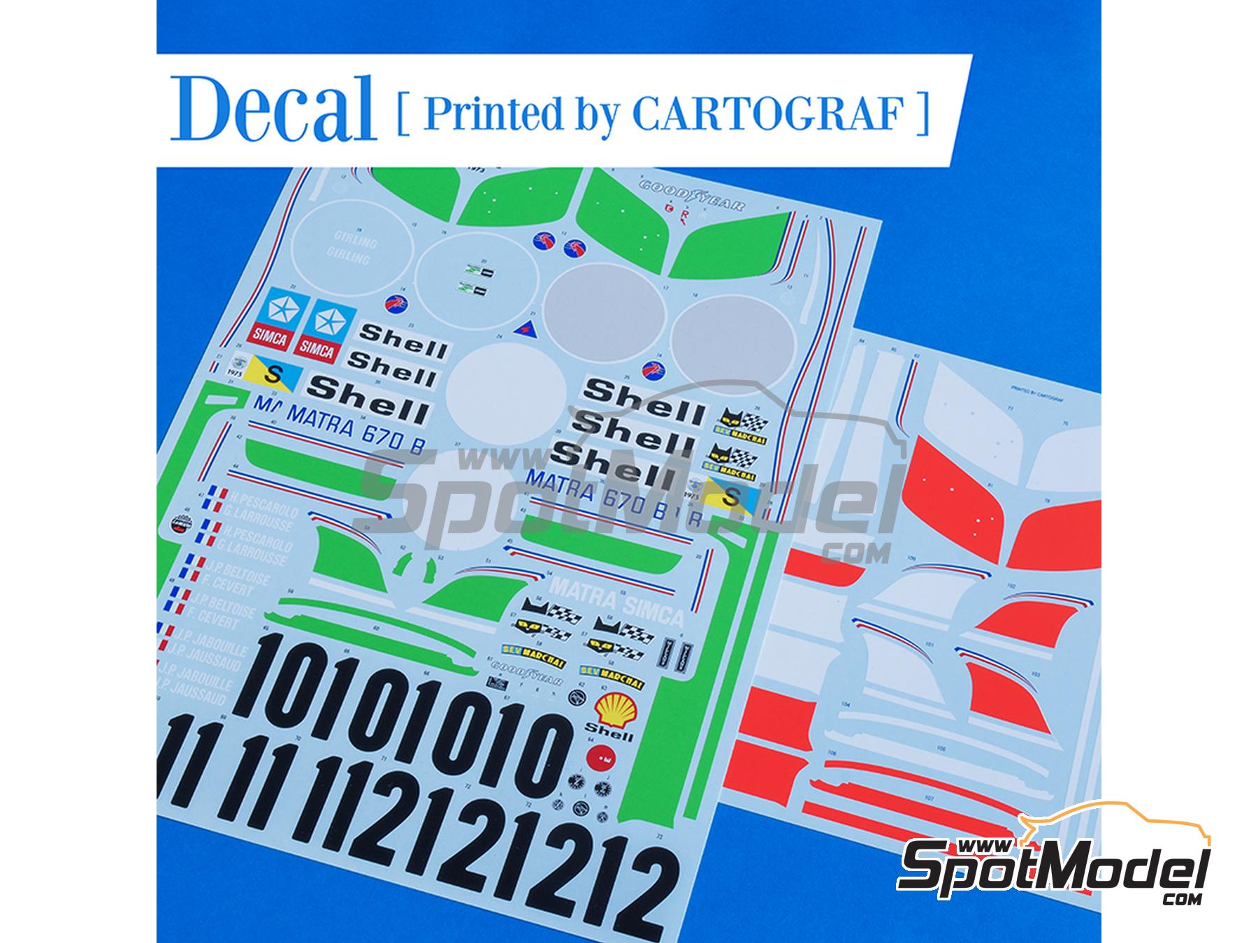 Image 4: Matra MS670B patrocinado por Shell - 24 Horas de Le Mans 1973 | Maqueta de coche en escala&nbsp;1/12 fabricado por Model Factory Hiro (ref.&nbsp;MFH-K853, tambien 4580011508536 y K853)