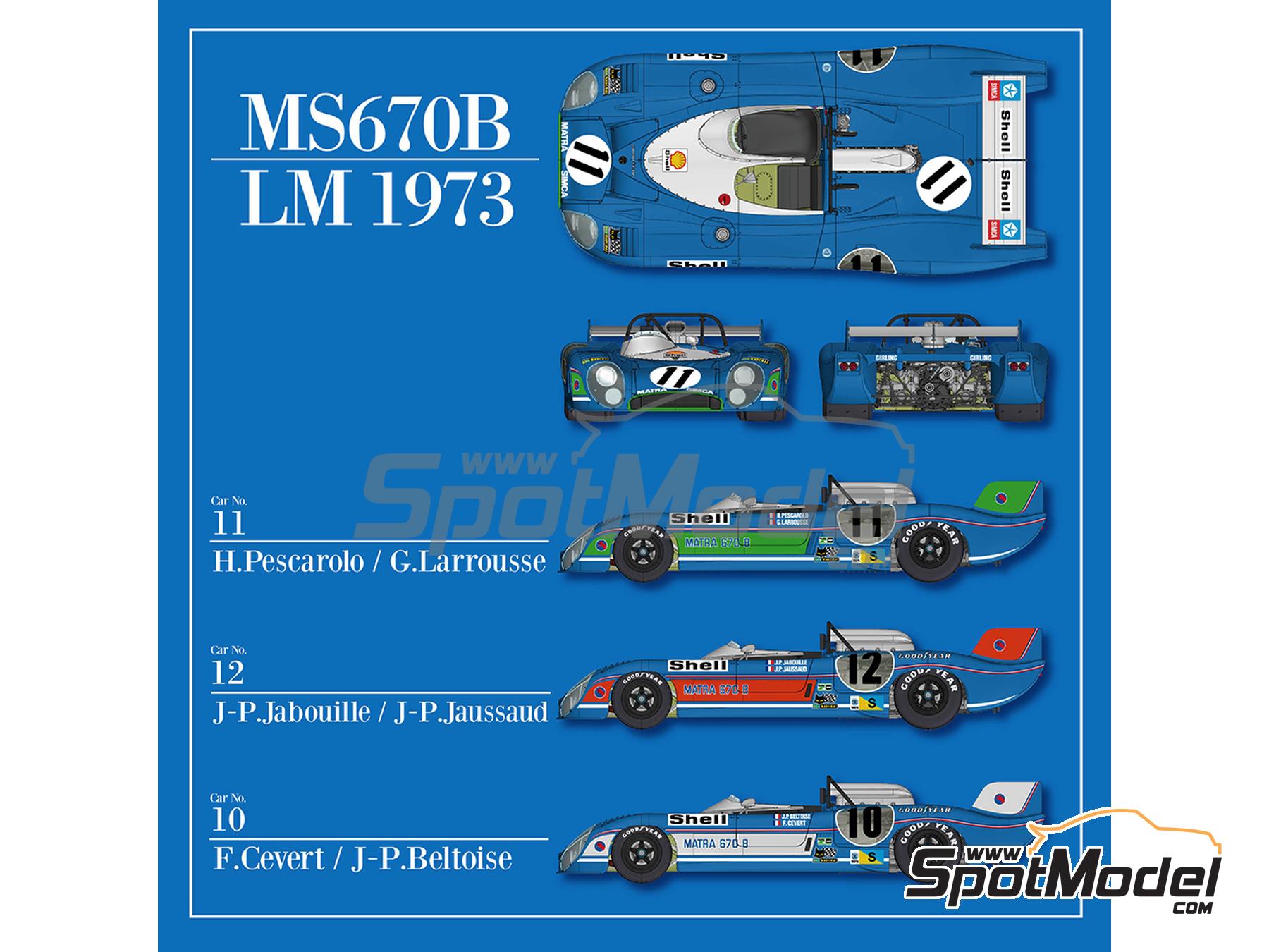 Image 5: Matra MS670B patrocinado por Shell - 24 Horas de Le Mans 1973 | Maqueta de coche en escala&nbsp;1/12 fabricado por Model Factory Hiro (ref.&nbsp;MFH-K853, tambien 4580011508536 y K853)