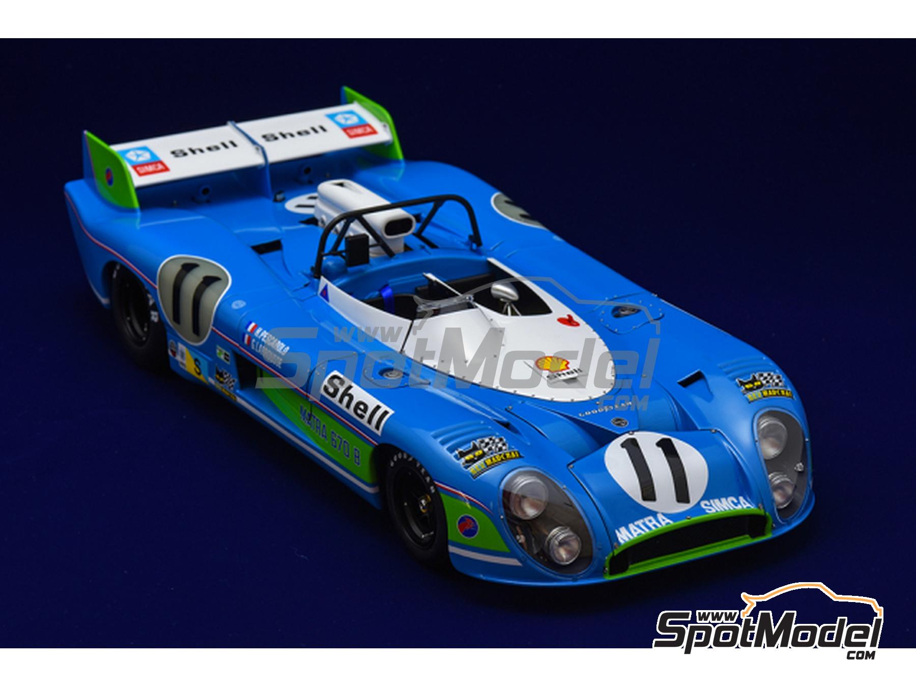 Image 9: Matra MS670B patrocinado por Shell - 24 Horas de Le Mans 1973 | Maqueta de coche en escala&nbsp;1/12 fabricado por Model Factory Hiro (ref.&nbsp;MFH-K853, tambien 4580011508536 y K853)