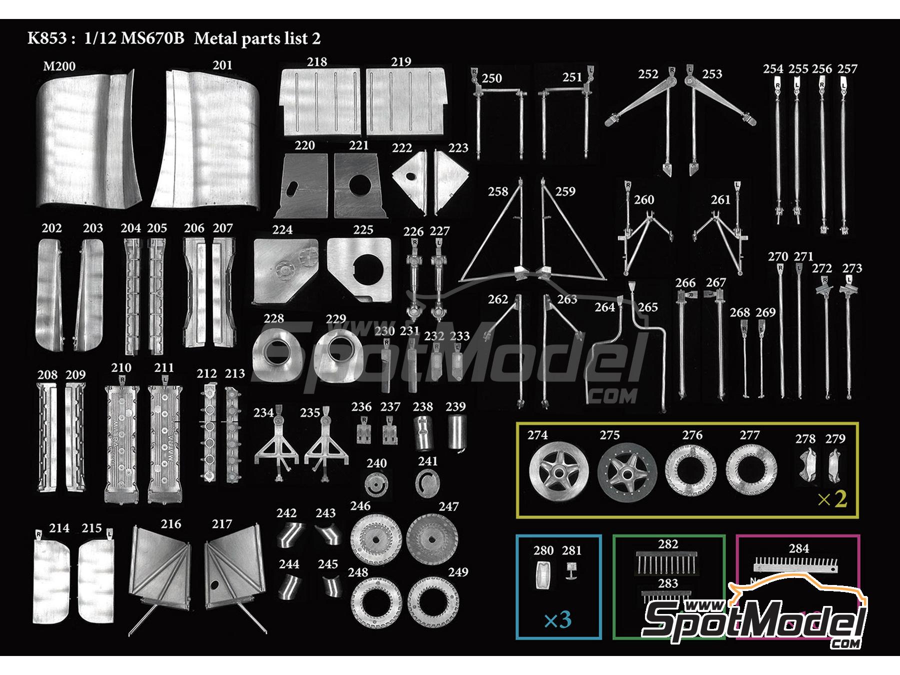 Image 15: Matra MS670B patrocinado por Shell - 24 Horas de Le Mans 1973 | Maqueta de coche en escala&nbsp;1/12 fabricado por Model Factory Hiro (ref.&nbsp;MFH-K853, tambien 4580011508536 y K853)