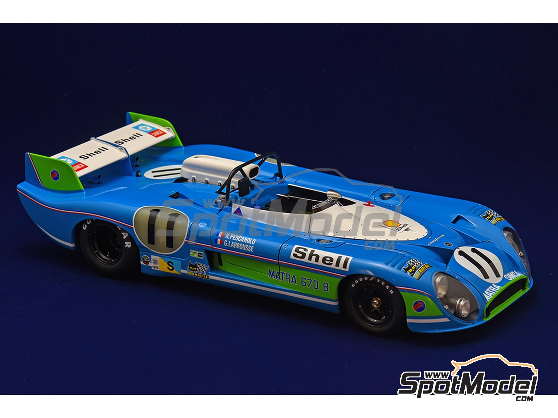 Image 16: Matra MS670B patrocinado por Shell - 24 Horas de Le Mans 1973 | Maqueta de coche en escala&nbsp;1/12 fabricado por Model Factory Hiro (ref.&nbsp;MFH-K853, tambien 4580011508536 y K853)