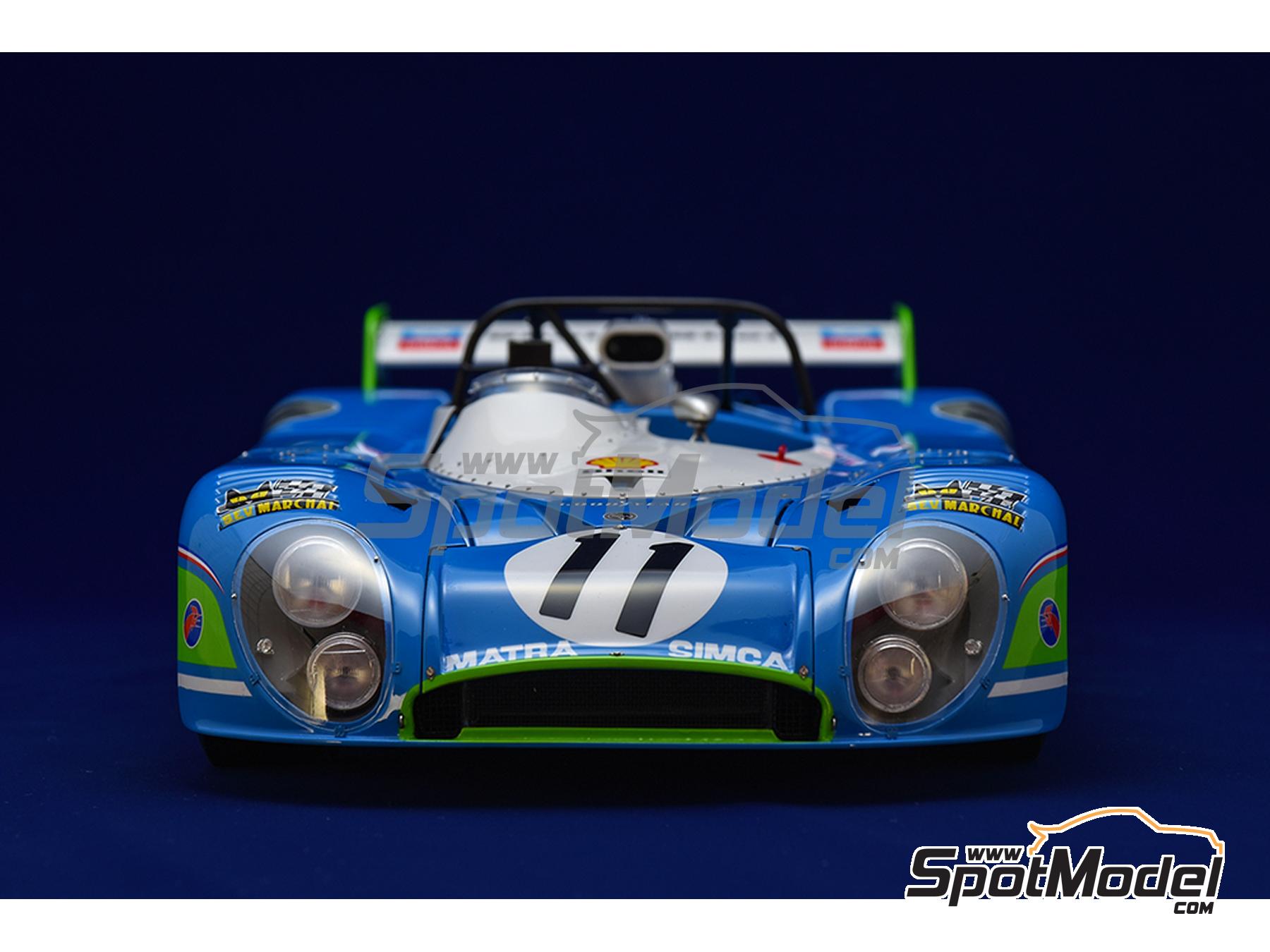 Image 17: Matra MS670B patrocinado por Shell - 24 Horas de Le Mans 1973 | Maqueta de coche en escala&nbsp;1/12 fabricado por Model Factory Hiro (ref.&nbsp;MFH-K853, tambien 4580011508536 y K853)