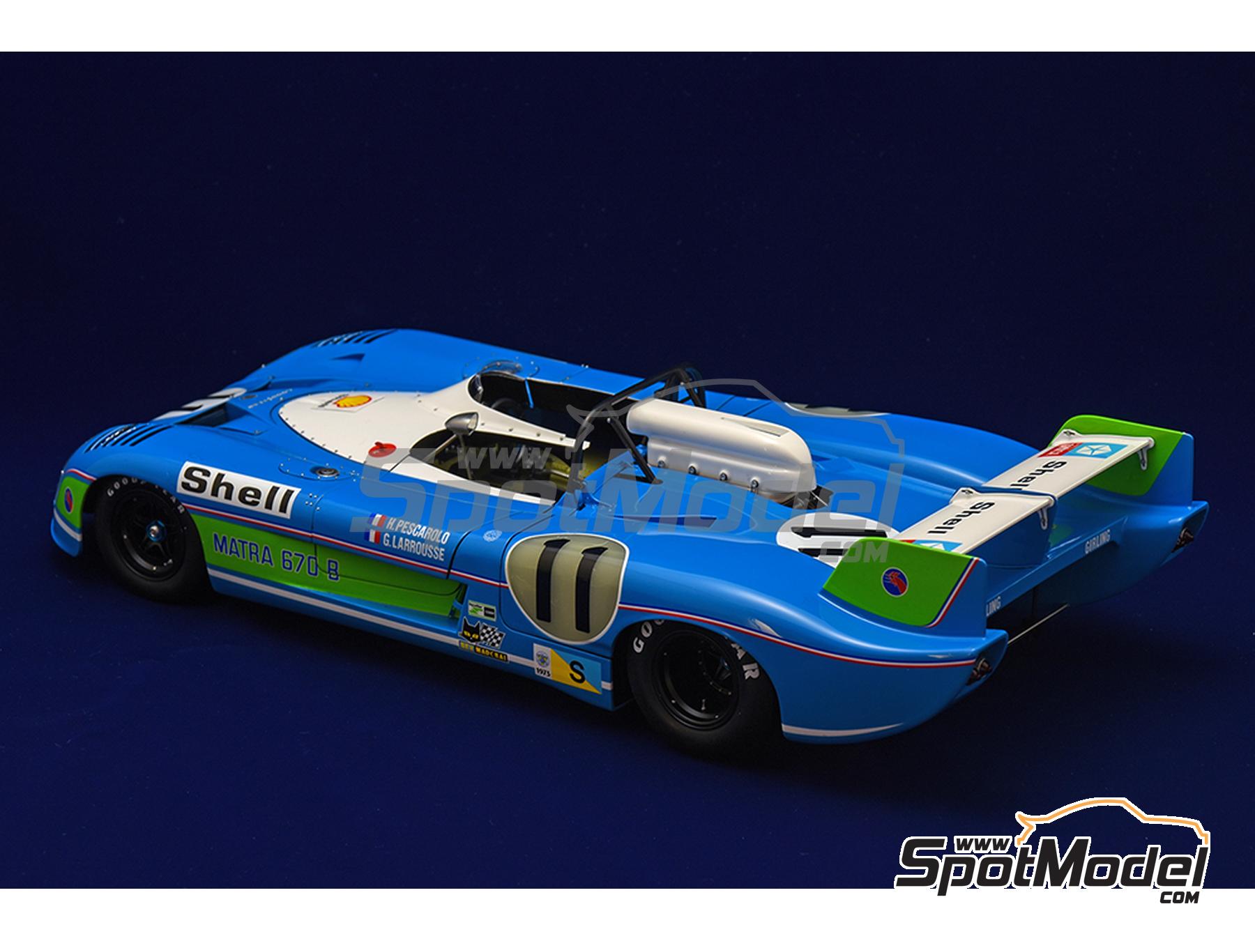 Image 20: Matra MS670B patrocinado por Shell - 24 Horas de Le Mans 1973 | Maqueta de coche en escala&nbsp;1/12 fabricado por Model Factory Hiro (ref.&nbsp;MFH-K853, tambien 4580011508536 y K853)