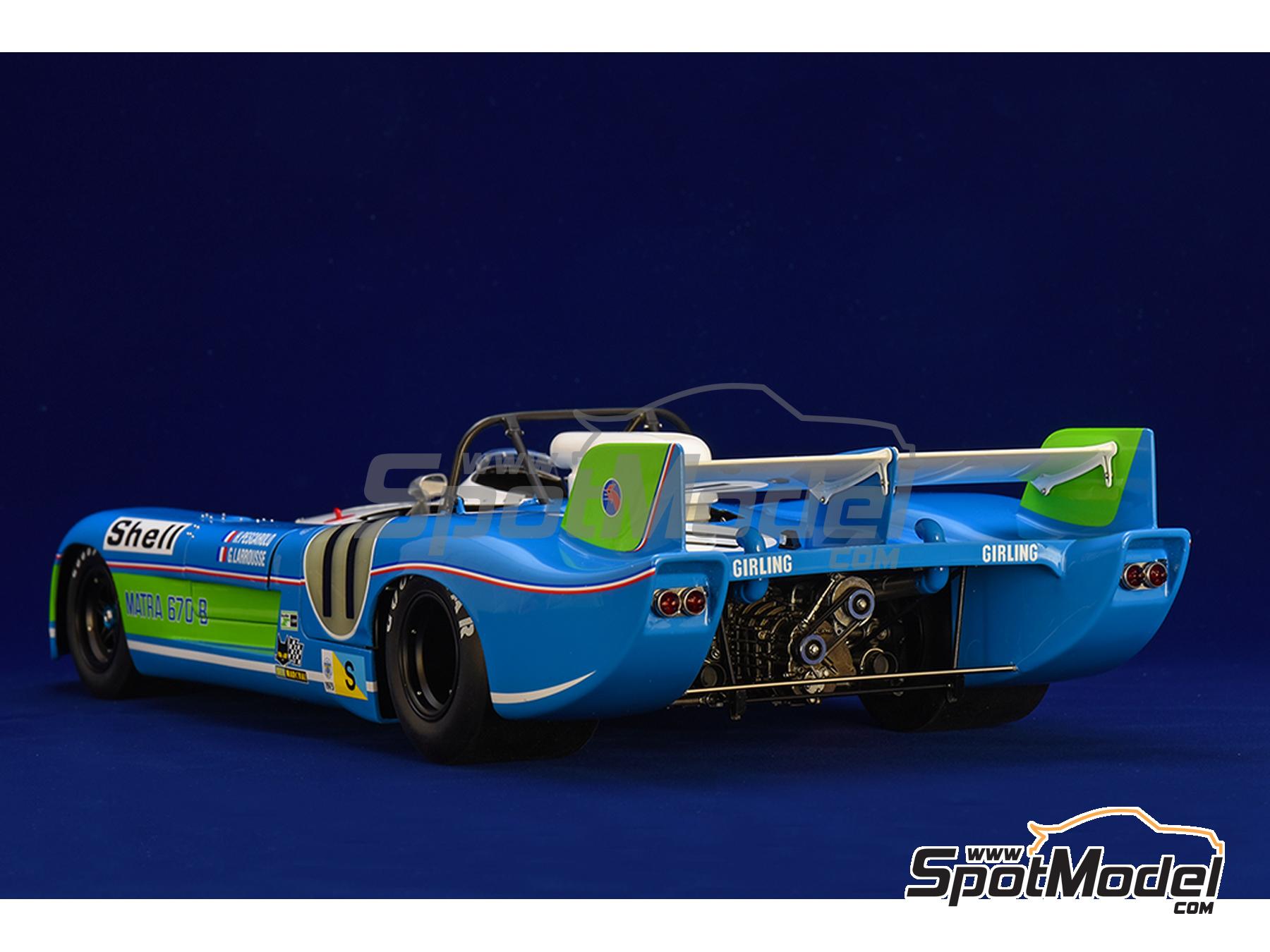 Image 21: Matra MS670B patrocinado por Shell - 24 Horas de Le Mans 1973 | Maqueta de coche en escala&nbsp;1/12 fabricado por Model Factory Hiro (ref.&nbsp;MFH-K853, tambien 4580011508536 y K853)