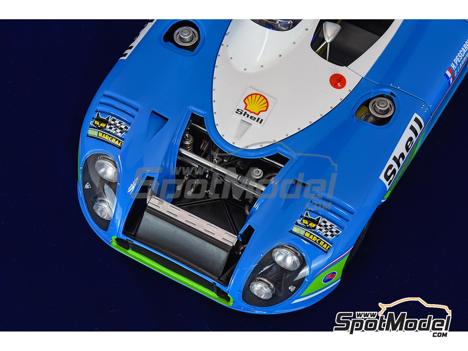 Image 24: Matra MS670B patrocinado por Shell - 24 Horas de Le Mans 1973 | Maqueta de coche en escala&nbsp;1/12 fabricado por Model Factory Hiro (ref.&nbsp;MFH-K853, tambien 4580011508536 y K853)
