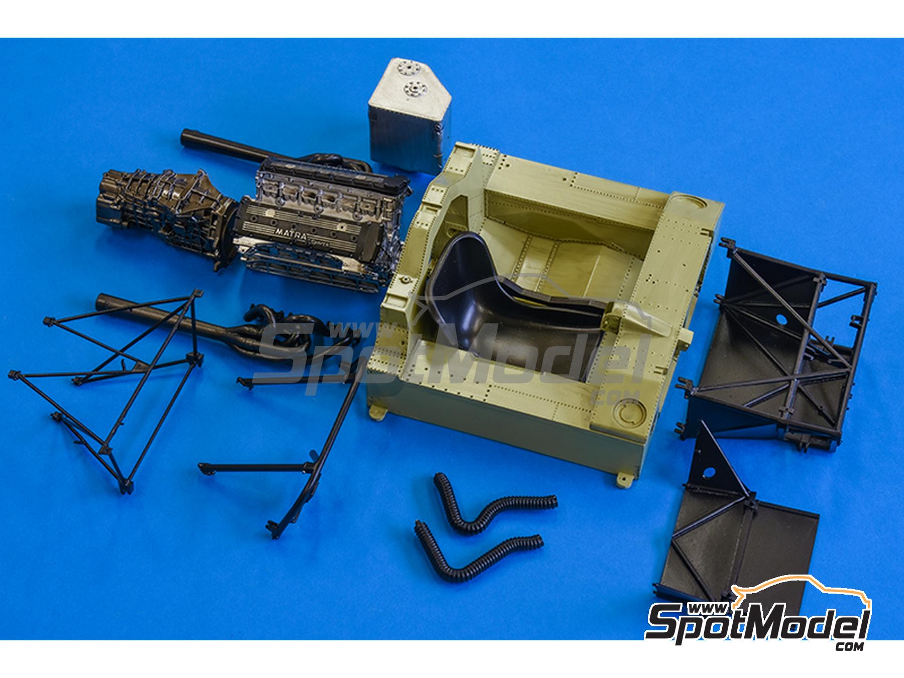 Image 28: Matra MS670B patrocinado por Shell - 24 Horas de Le Mans 1973 | Maqueta de coche en escala&nbsp;1/12 fabricado por Model Factory Hiro (ref.&nbsp;MFH-K853, tambien 4580011508536 y K853)