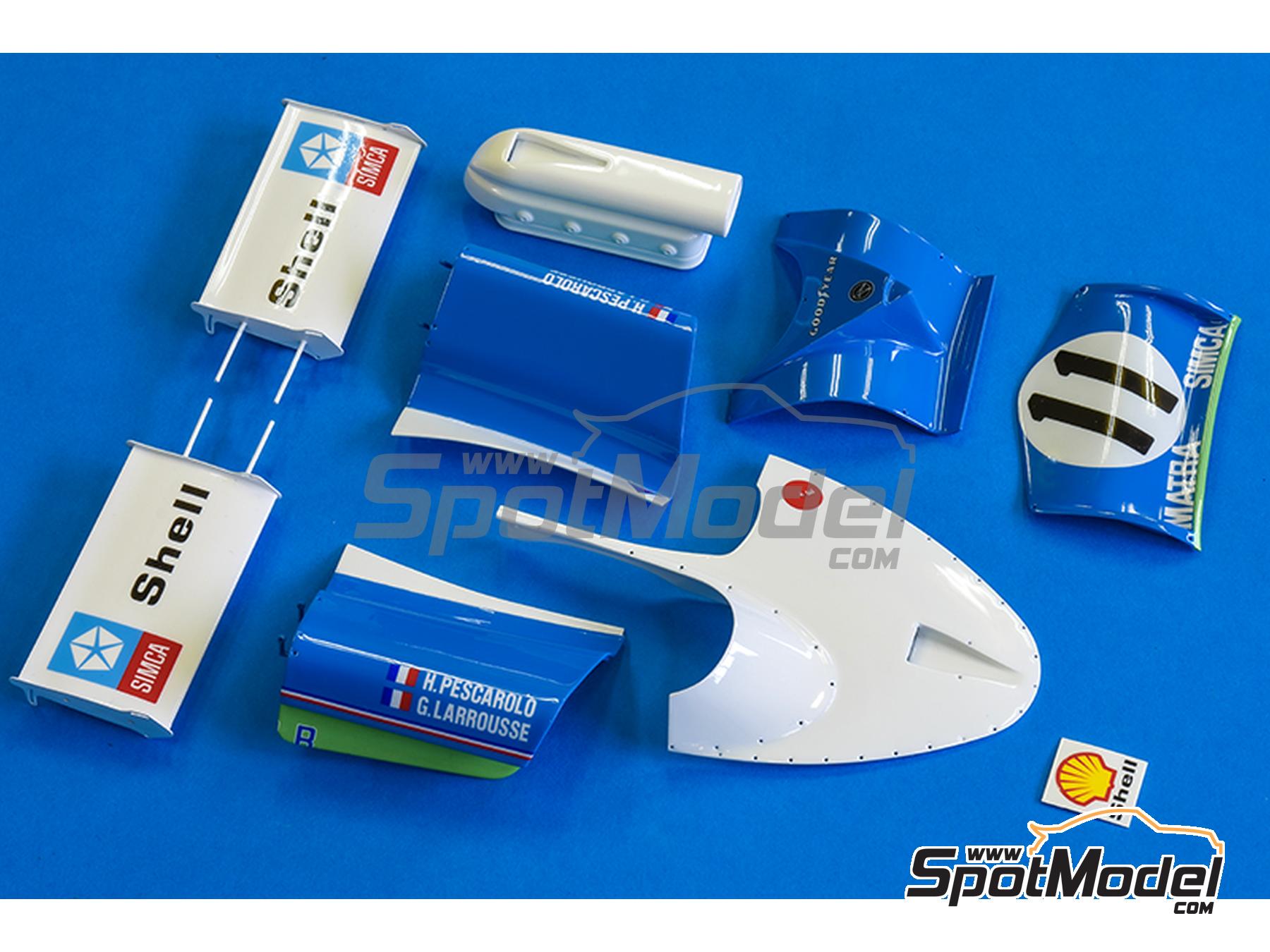 Image 29: Matra MS670B patrocinado por Shell - 24 Horas de Le Mans 1973 | Maqueta de coche en escala&nbsp;1/12 fabricado por Model Factory Hiro (ref.&nbsp;MFH-K853, tambien 4580011508536 y K853)