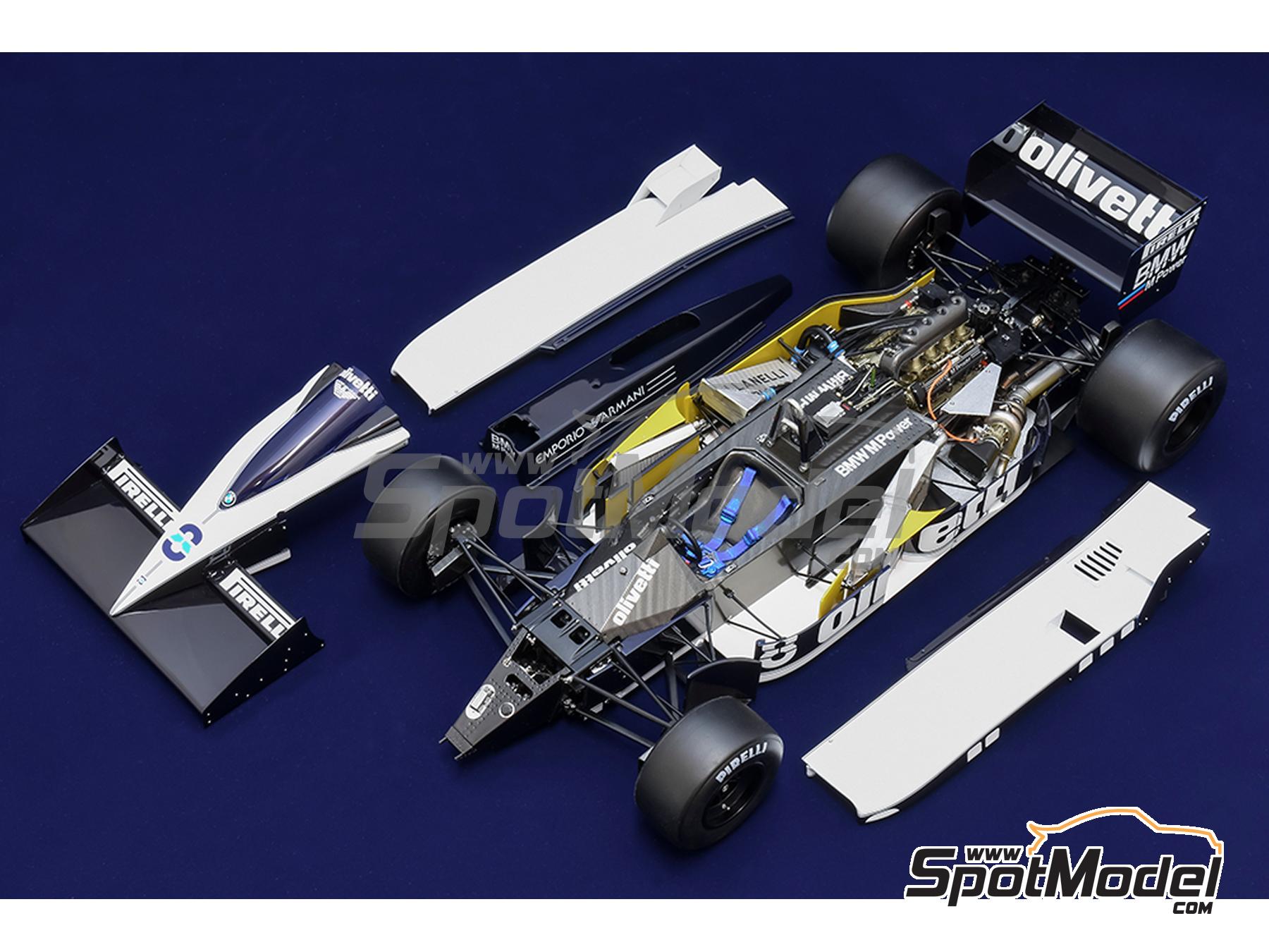 Image 14: Brabham BMW BT55 patrocinado por Olivetti - Gran Premio de Formula 1 de M&oacute;naco 1986 | Maqueta de coche en escala&nbsp;1/12 fabricado por Model Factory Hiro (ref.&nbsp;MFH-K855, tambien 4580011508550, K855 y K-855)