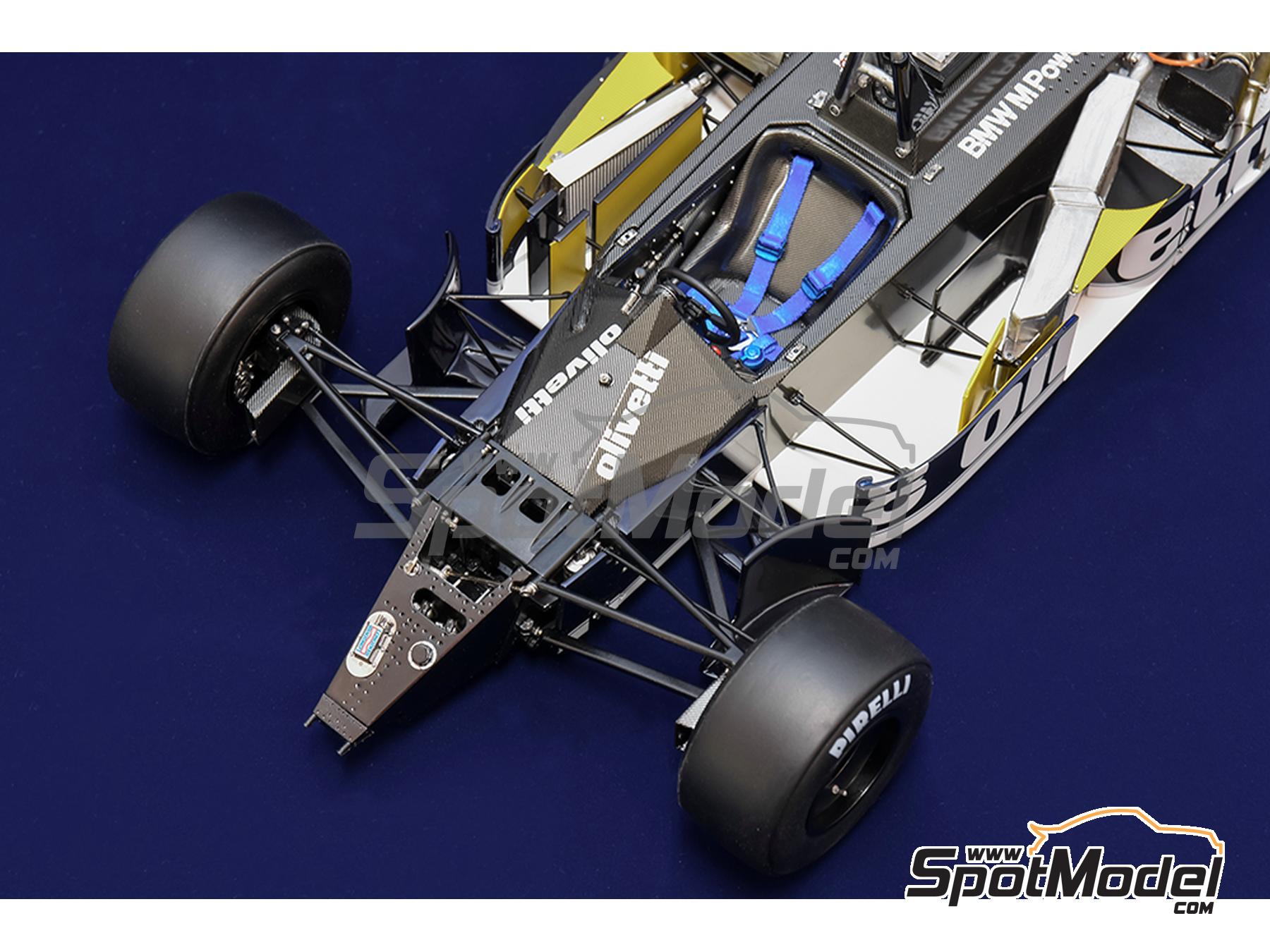 Image 15: Brabham BMW BT55 patrocinado por Olivetti - Gran Premio de Formula 1 de M&oacute;naco 1986 | Maqueta de coche en escala&nbsp;1/12 fabricado por Model Factory Hiro (ref.&nbsp;MFH-K855, tambien 4580011508550, K855 y K-855)