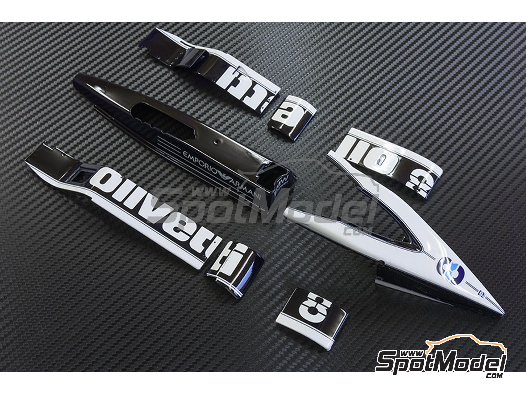 Image 22: Brabham BMW BT55 patrocinado por Olivetti - Gran Premio de Formula 1 de M&oacute;naco 1986 | Maqueta de coche en escala&nbsp;1/12 fabricado por Model Factory Hiro (ref.&nbsp;MFH-K855, tambien 4580011508550, K855 y K-855)