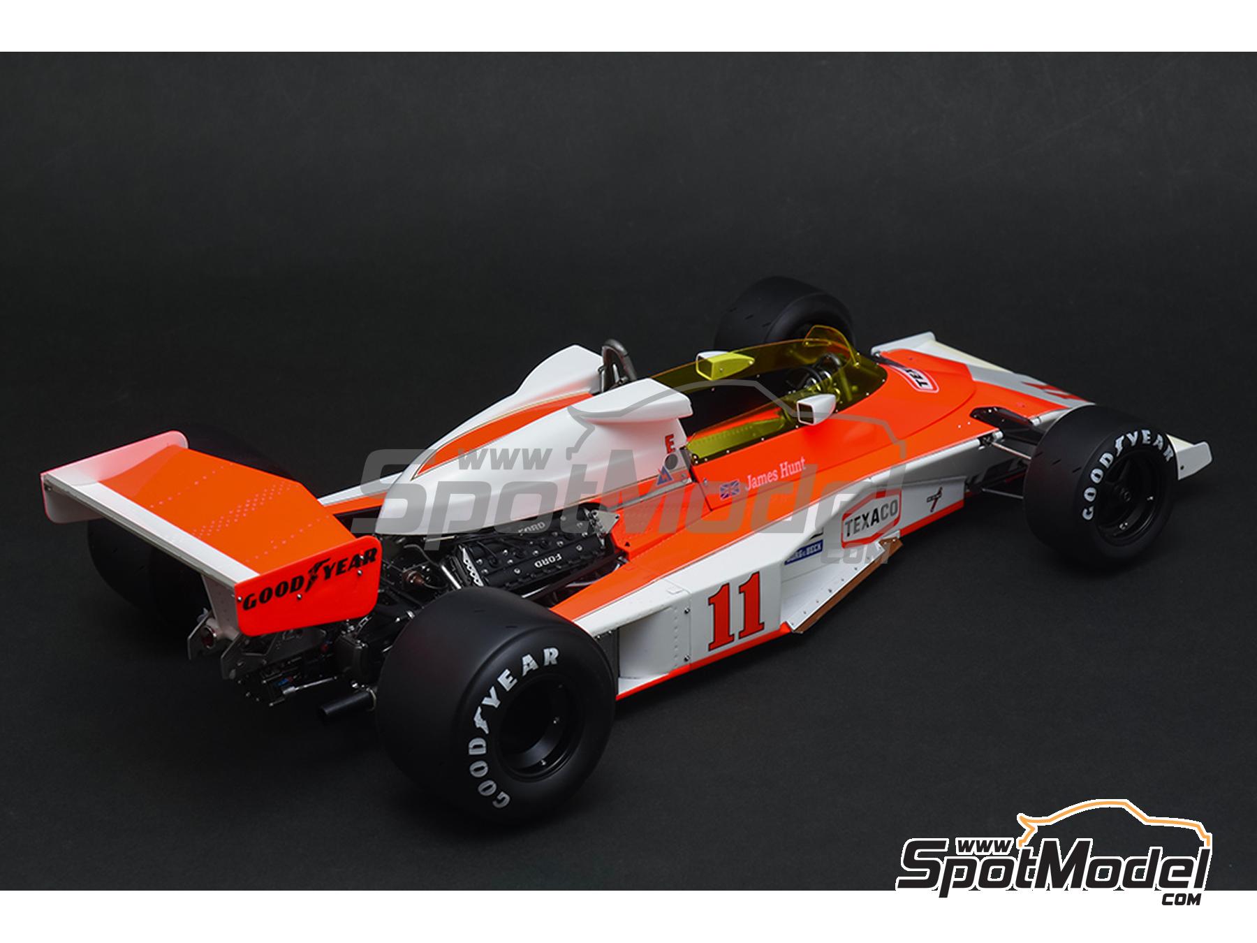 Image 8: McLaren Ford M23 McLaren Racing Limited Team sponsored by Texaco - Canadian Formula 1 Grand Prix, USA East Watkins Glen Grand Prix 1976 | Car scale model kit in 1/12 scale manufactured by Model Factory Hiro (ref. MFH-K858, also 4580011508581, K858 and K-858)