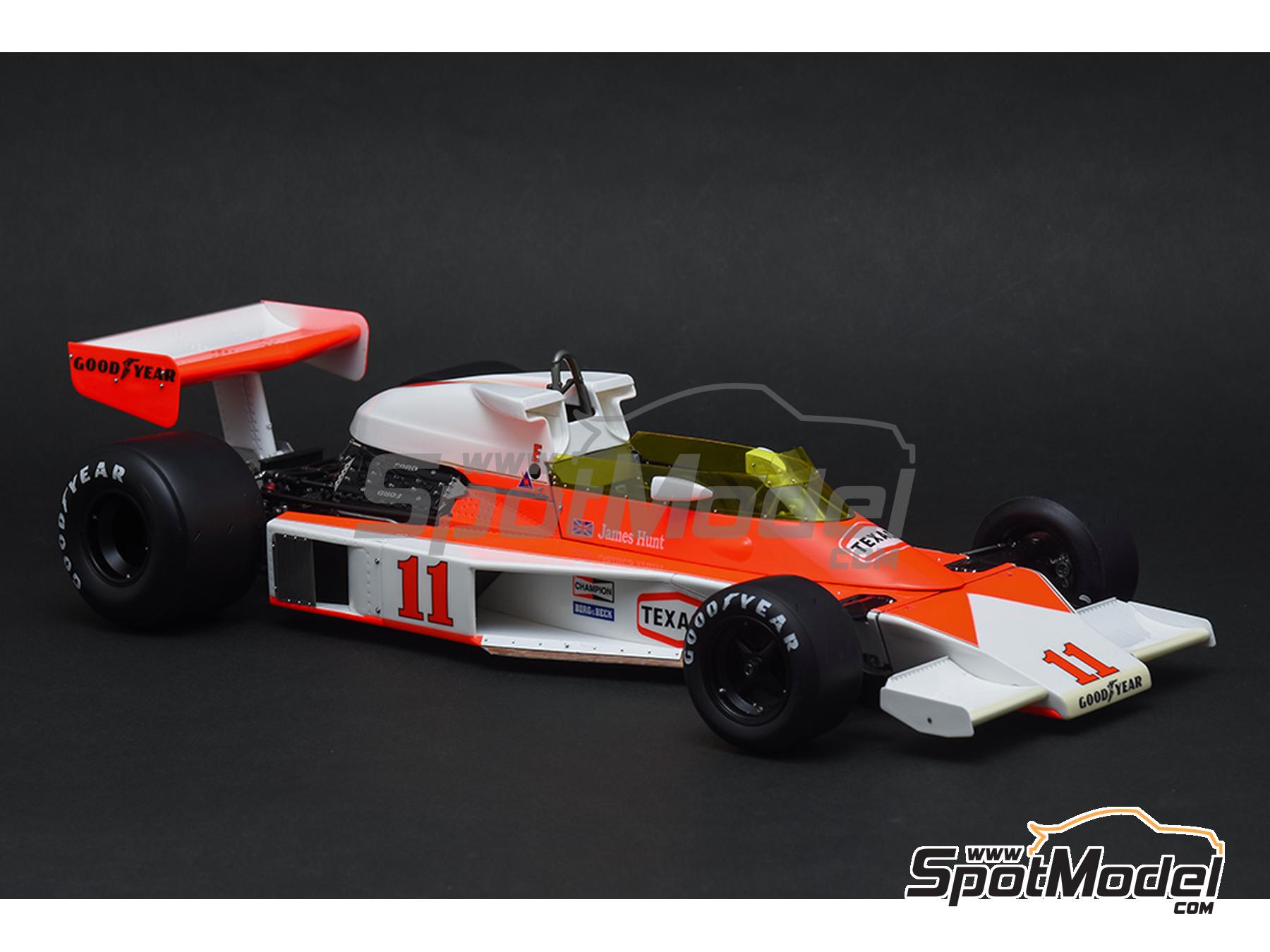 Image 9: McLaren Ford M23 McLaren Racing Limited Team sponsored by Texaco - Canadian Formula 1 Grand Prix, USA East Watkins Glen Grand Prix 1976 | Car scale model kit in 1/12 scale manufactured by Model Factory Hiro (ref. MFH-K858, also 4580011508581, K858 and K-858)