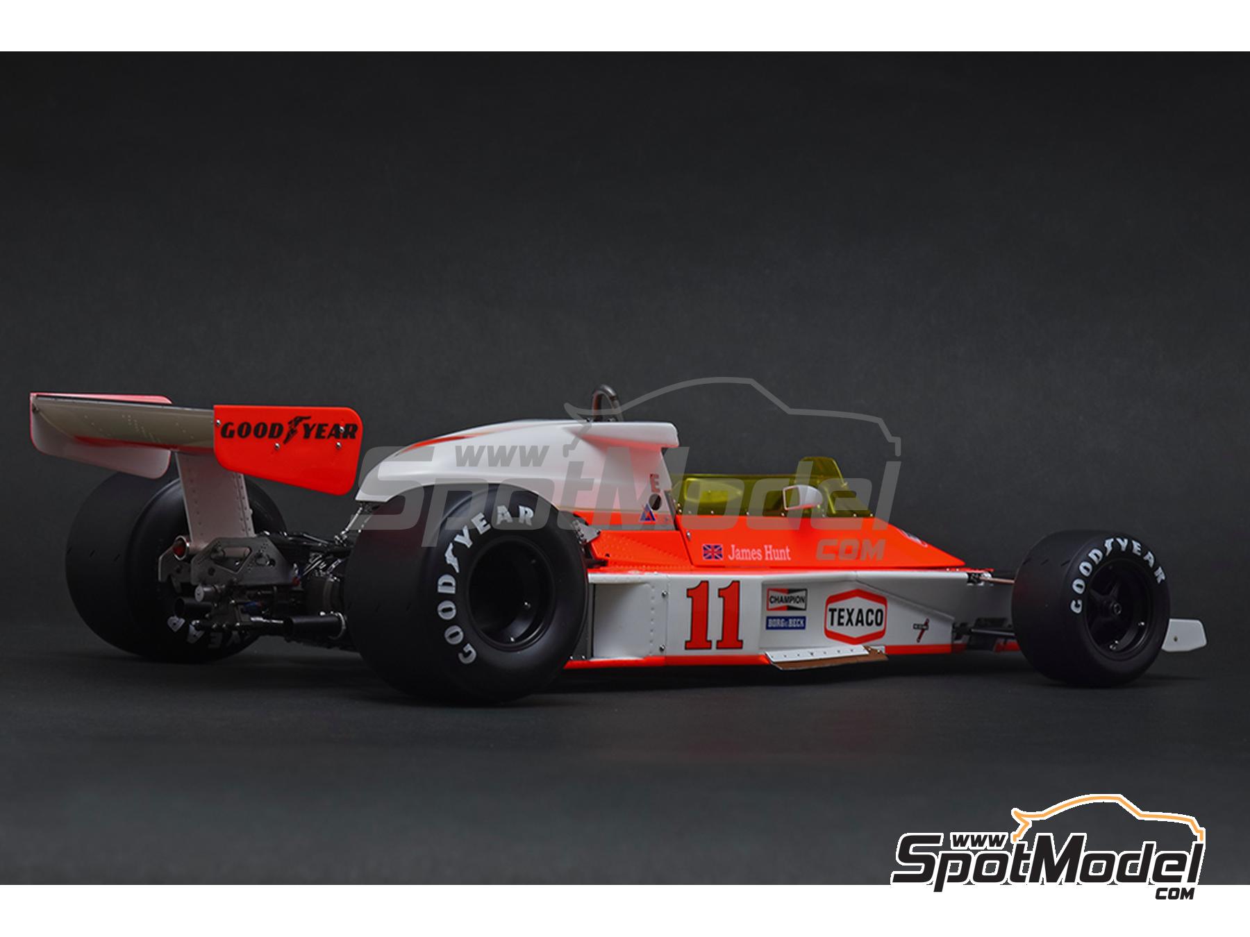 Image 10: McLaren Ford M23 McLaren Racing Limited Team sponsored by Texaco - Canadian Formula 1 Grand Prix, USA East Watkins Glen Grand Prix 1976 | Car scale model kit in 1/12 scale manufactured by Model Factory Hiro (ref. MFH-K858, also 4580011508581, K858 and K-858)