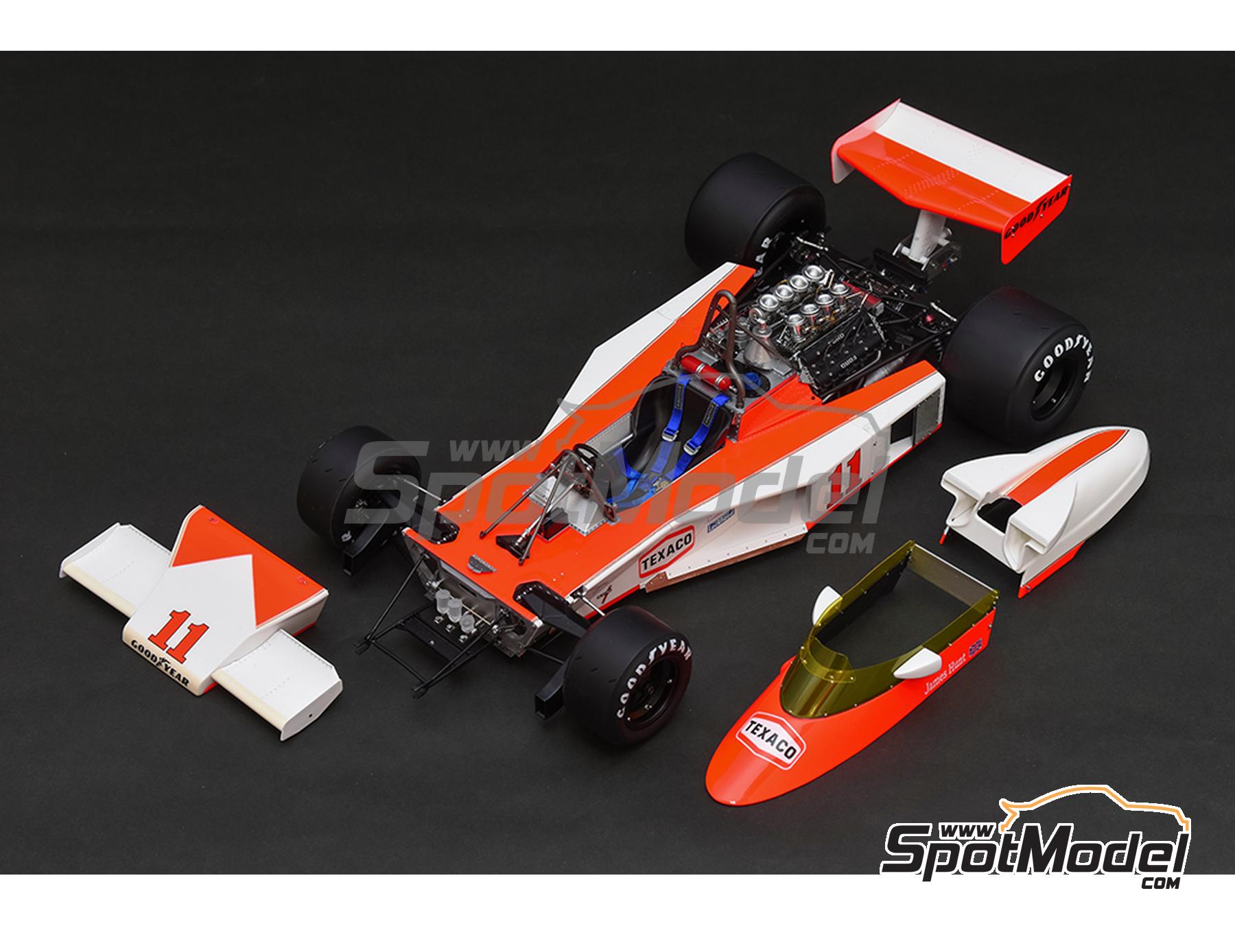 Image 11: McLaren Ford M23 McLaren Racing Limited Team sponsored by Texaco - Canadian Formula 1 Grand Prix, USA East Watkins Glen Grand Prix 1976 | Car scale model kit in 1/12 scale manufactured by Model Factory Hiro (ref. MFH-K858, also 4580011508581, K858 and K-858)