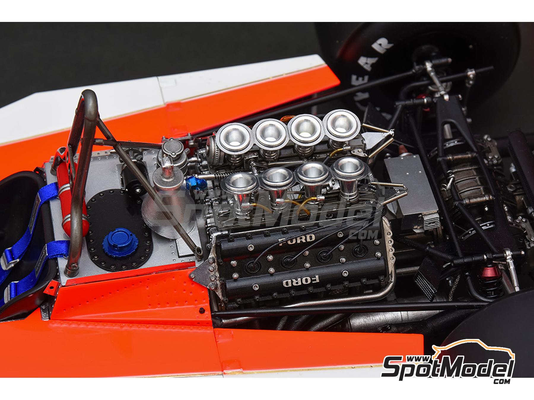 Image 15: McLaren Ford M23 McLaren Racing Limited Team sponsored by Texaco - Canadian Formula 1 Grand Prix, USA East Watkins Glen Grand Prix 1976 | Car scale model kit in 1/12 scale manufactured by Model Factory Hiro (ref. MFH-K858, also 4580011508581, K858 and K-858)