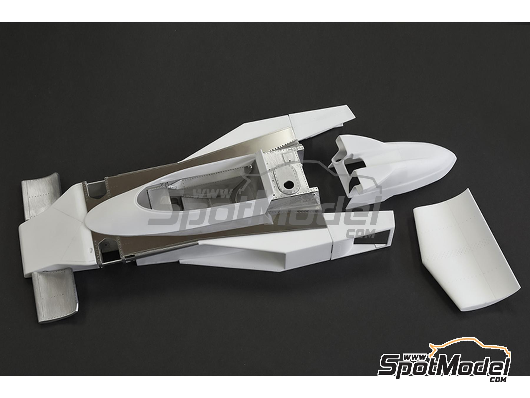 Image 21: McLaren Ford M23 McLaren Racing Limited Team sponsored by Texaco - Canadian Formula 1 Grand Prix, USA East Watkins Glen Grand Prix 1976 | Car scale model kit in 1/12 scale manufactured by Model Factory Hiro (ref. MFH-K858, also 4580011508581, K858 and K-858)