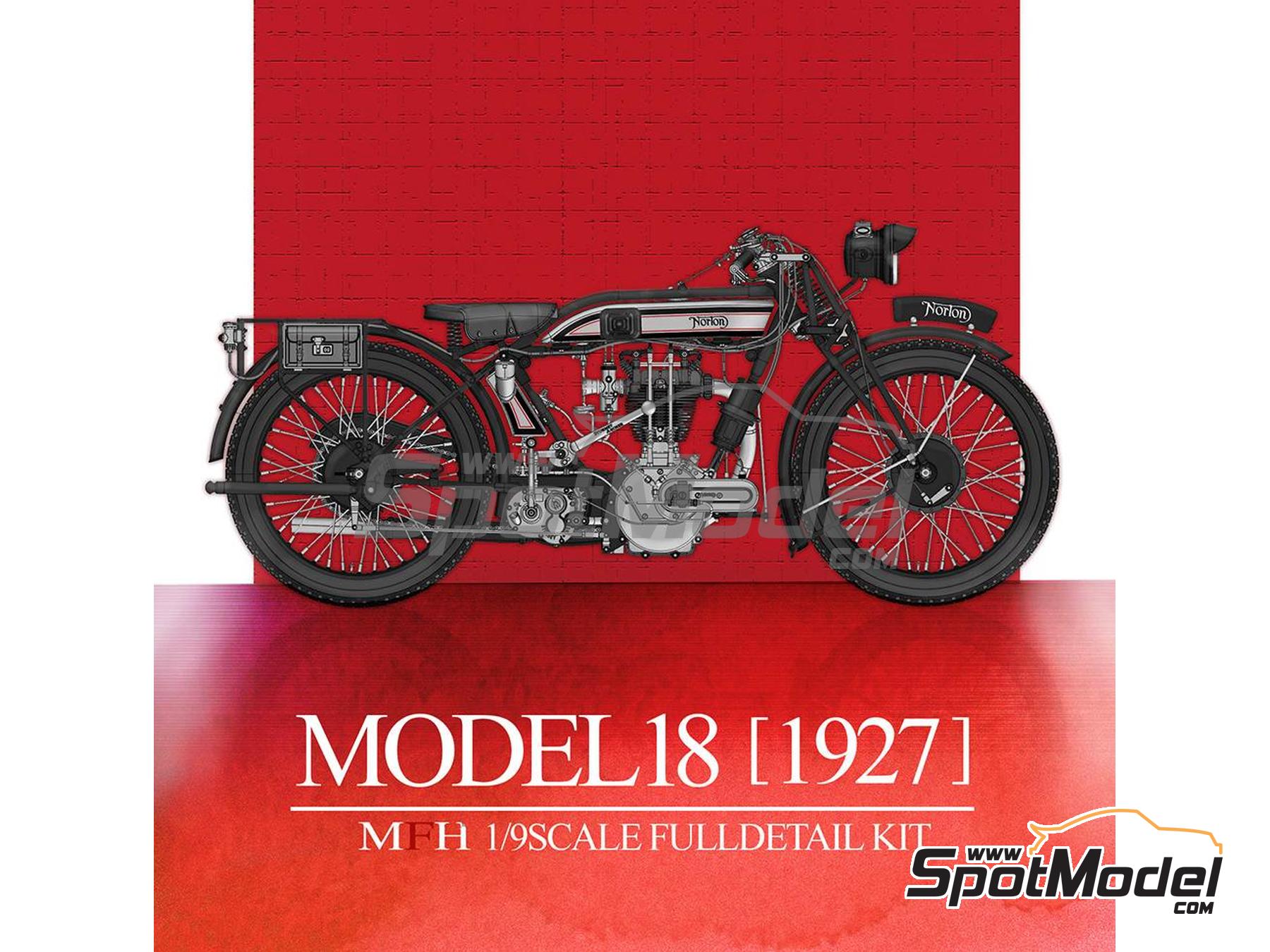 Image 1: Norton Model 18 -  1927 | Maqueta de moto en escala&nbsp;1/9 fabricado por Model Factory Hiro (ref.&nbsp;MFH-K861, tambien K861 y K-861)