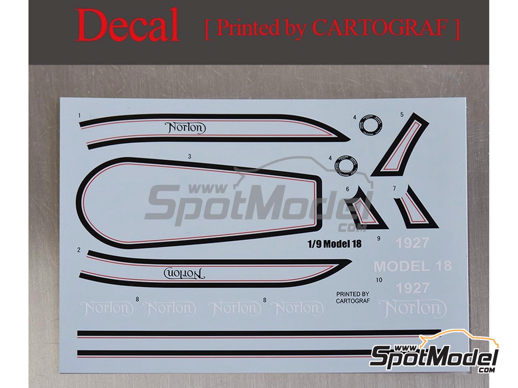 Image 7: Norton Model 18 -  1927 | Maqueta de moto en escala&nbsp;1/9 fabricado por Model Factory Hiro (ref.&nbsp;MFH-K861, tambien K861 y K-861)