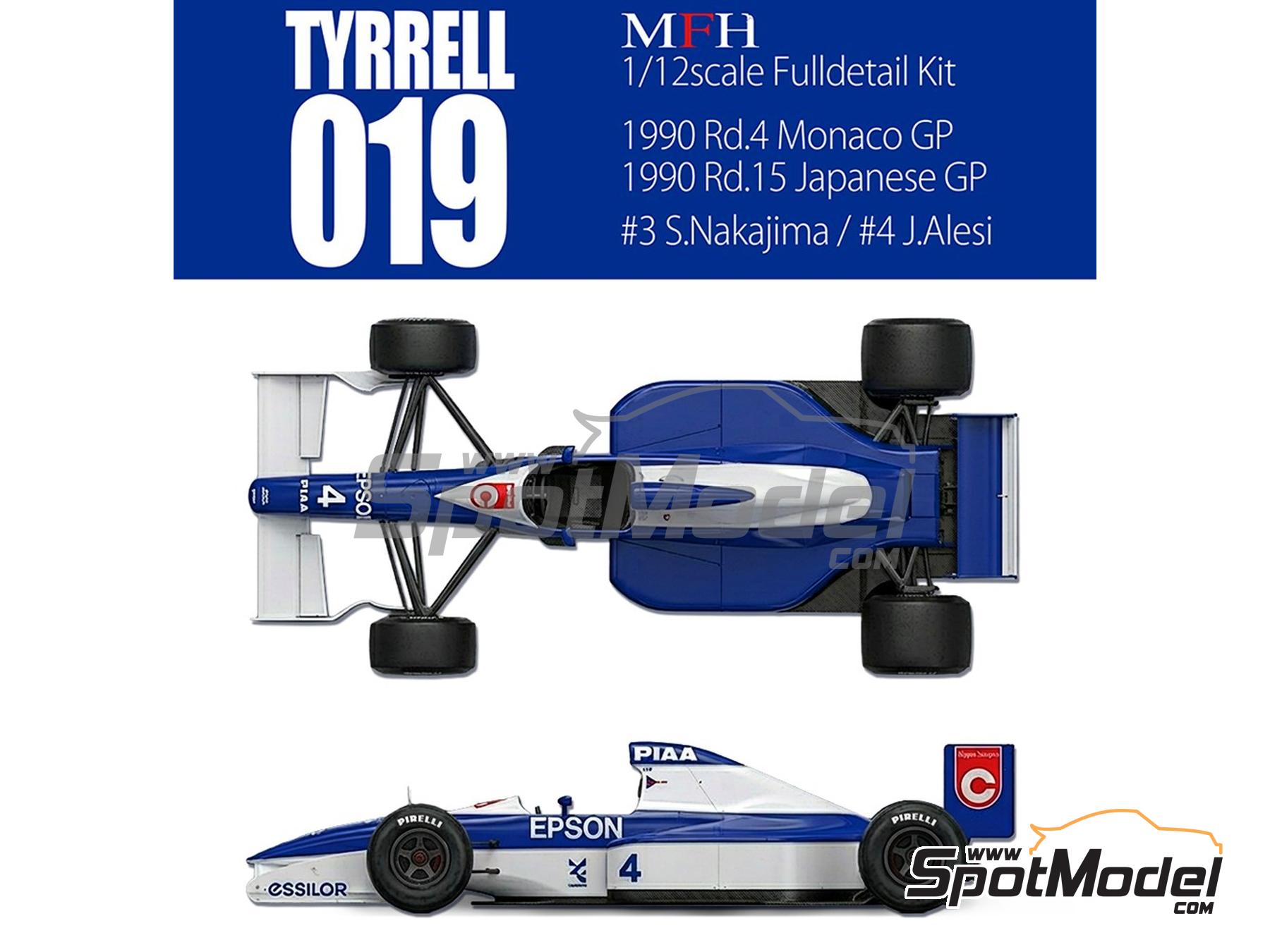 Image 1: Tyrrell Ford 019 Tyrrell Racing Organisation Team sponsored by Epson, Piaa - Japanese Formula 1 Grand Prix, Monaco Formula 1 Grand Prix 1990 | Car scale model kit in 1/12 scale manufactured by Model Factory Hiro (ref.&nbsp;MFH-K865, also K865 and K-865)