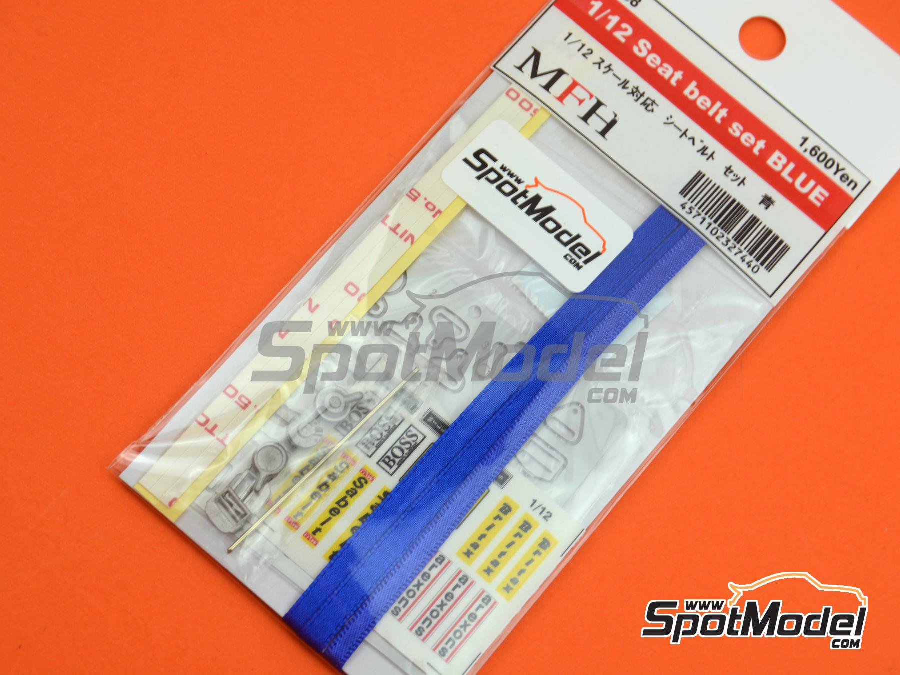 Image 4: Seat belt set color Blue for F1 - Sparco, Arexons, Britax, Boss, Willans, Sabelt | Seatbelts in 1/12 scale manufactured by Model Factory Hiro (ref. MFH-P1038, also 4571102327440 and P1038 )