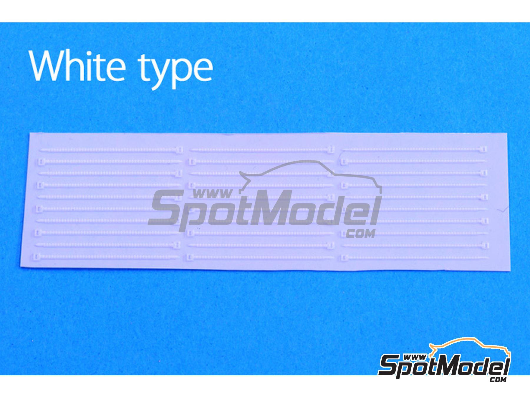 Image 1: White zip-tie strap bands big size | Clamps in 1/12 scale manufactured by Model Factory Hiro (ref.&nbsp;MFH-P1086, also 4571102326993 and P1086)