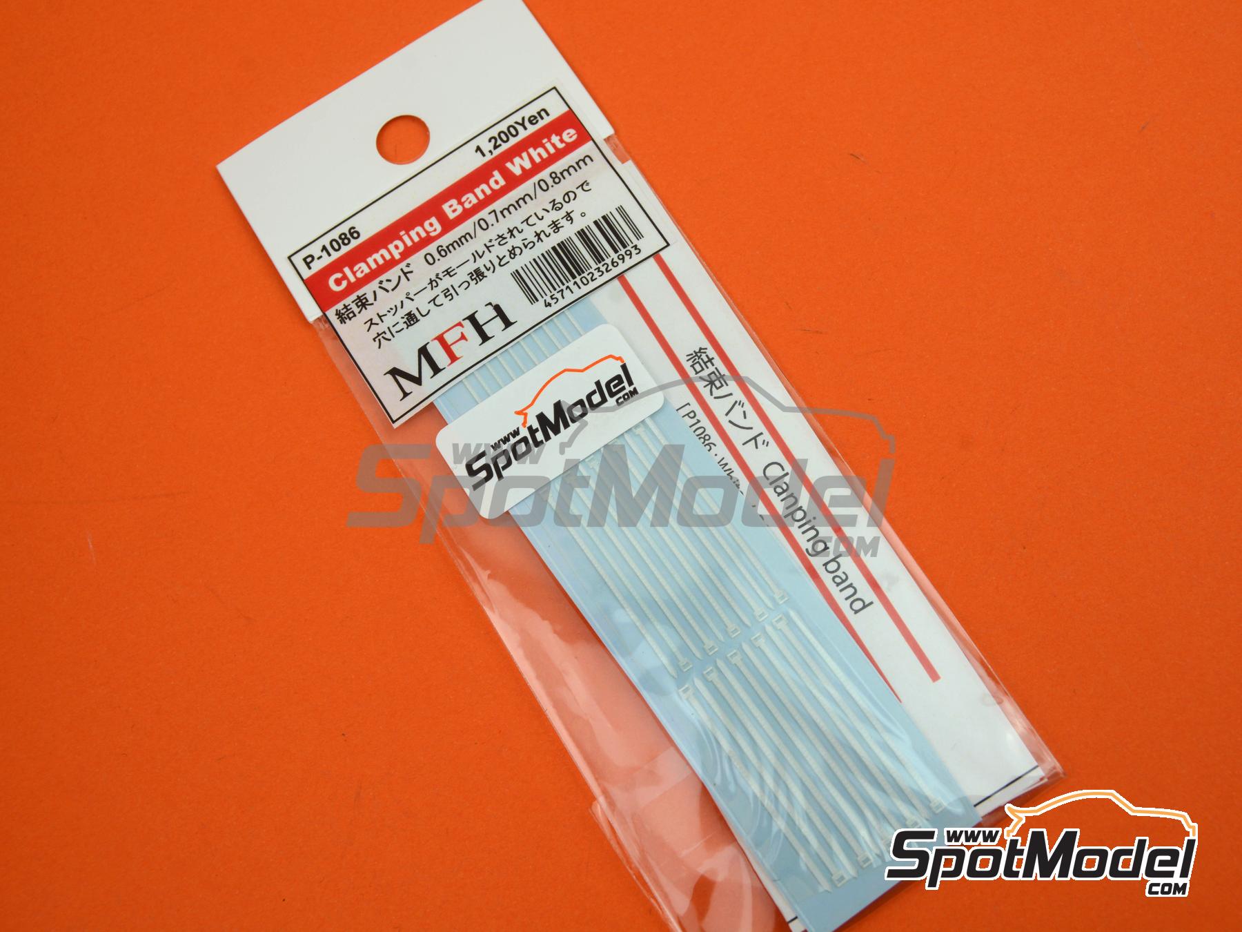 Image 4: White zip-tie strap bands big size | Clamps in 1/12 scale manufactured by Model Factory Hiro (ref.&nbsp;MFH-P1086, also 4571102326993 and P1086)