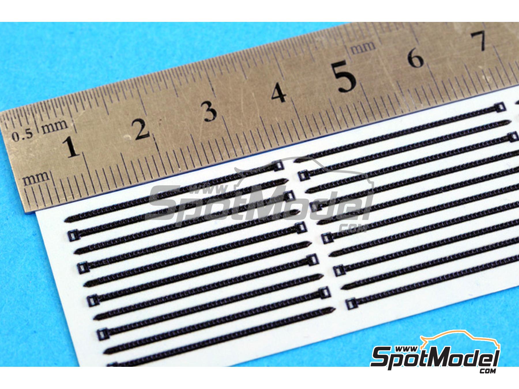 Image 2: Black zip-tie strap bands big size | Clamps in 1/12 scale manufactured by Model Factory Hiro (ref.&nbsp;MFH-P1087, also 4571102326986 and P1087)