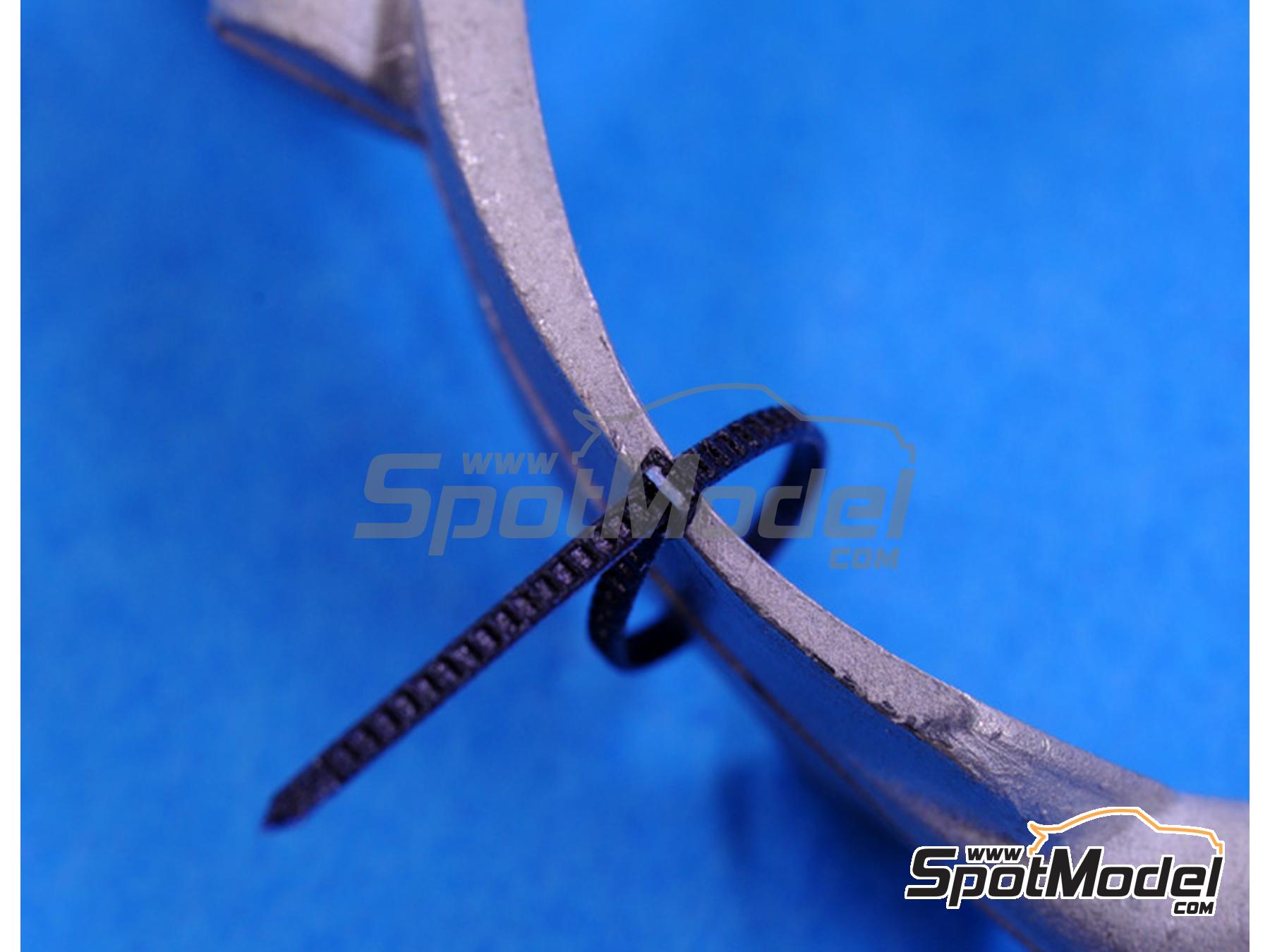Image 3: Black zip-tie strap bands big size | Clamps in 1/12 scale manufactured by Model Factory Hiro (ref.&nbsp;MFH-P1087, also 4571102326986 and P1087)