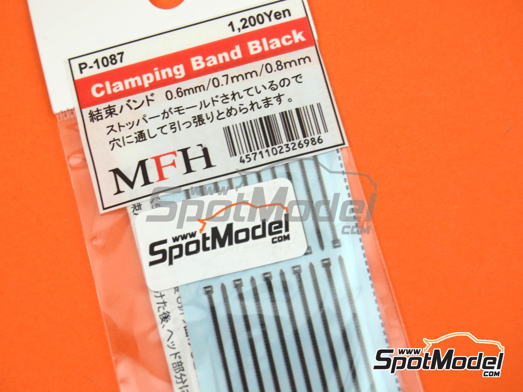 Image 4: Black zip-tie strap bands big size | Clamps in 1/12 scale manufactured by Model Factory Hiro (ref.&nbsp;MFH-P1087, also 4571102326986 and P1087)