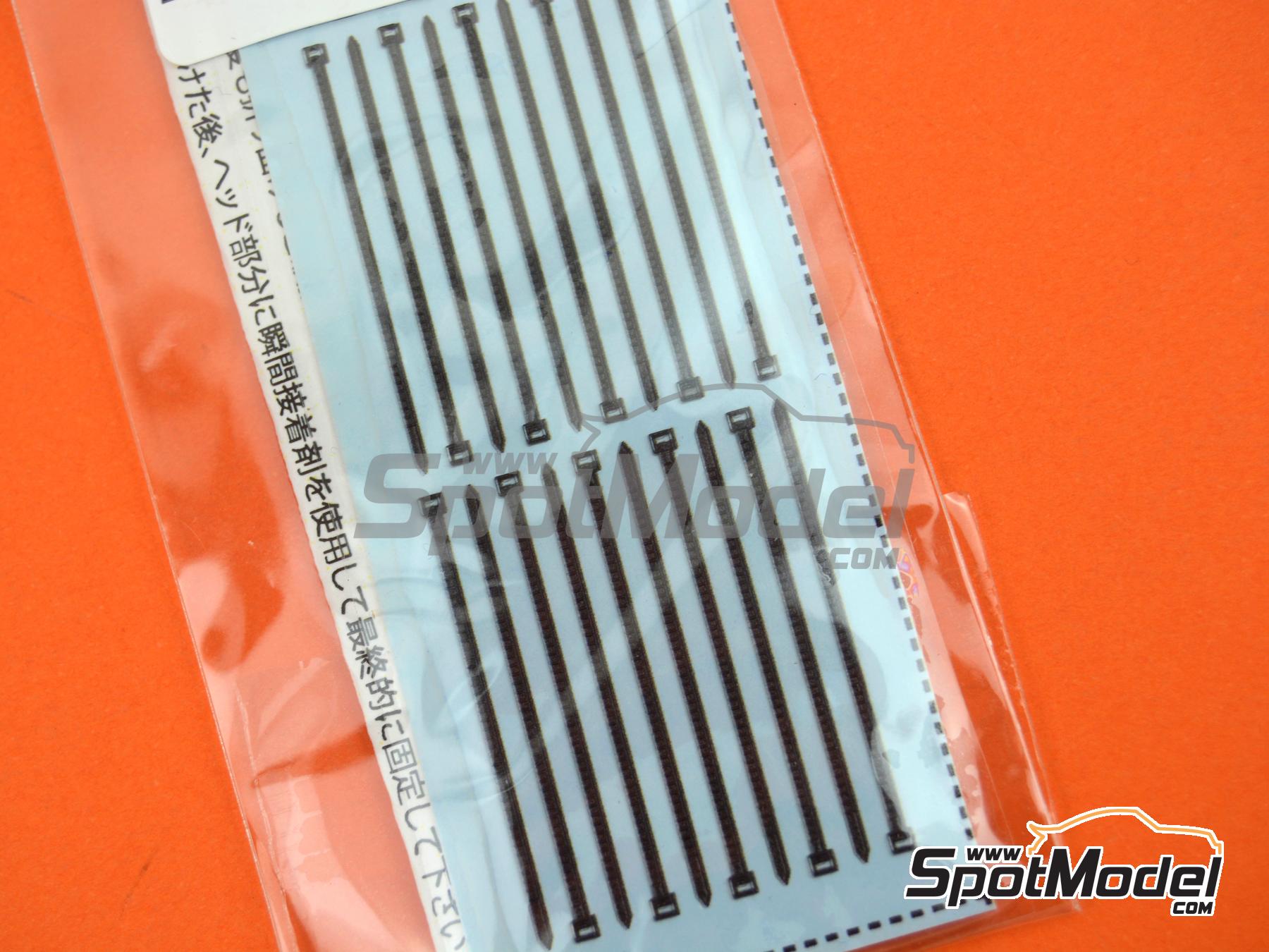 Image 5: Black zip-tie strap bands big size | Clamps in 1/12 scale manufactured by Model Factory Hiro (ref.&nbsp;MFH-P1087, also 4571102326986 and P1087)