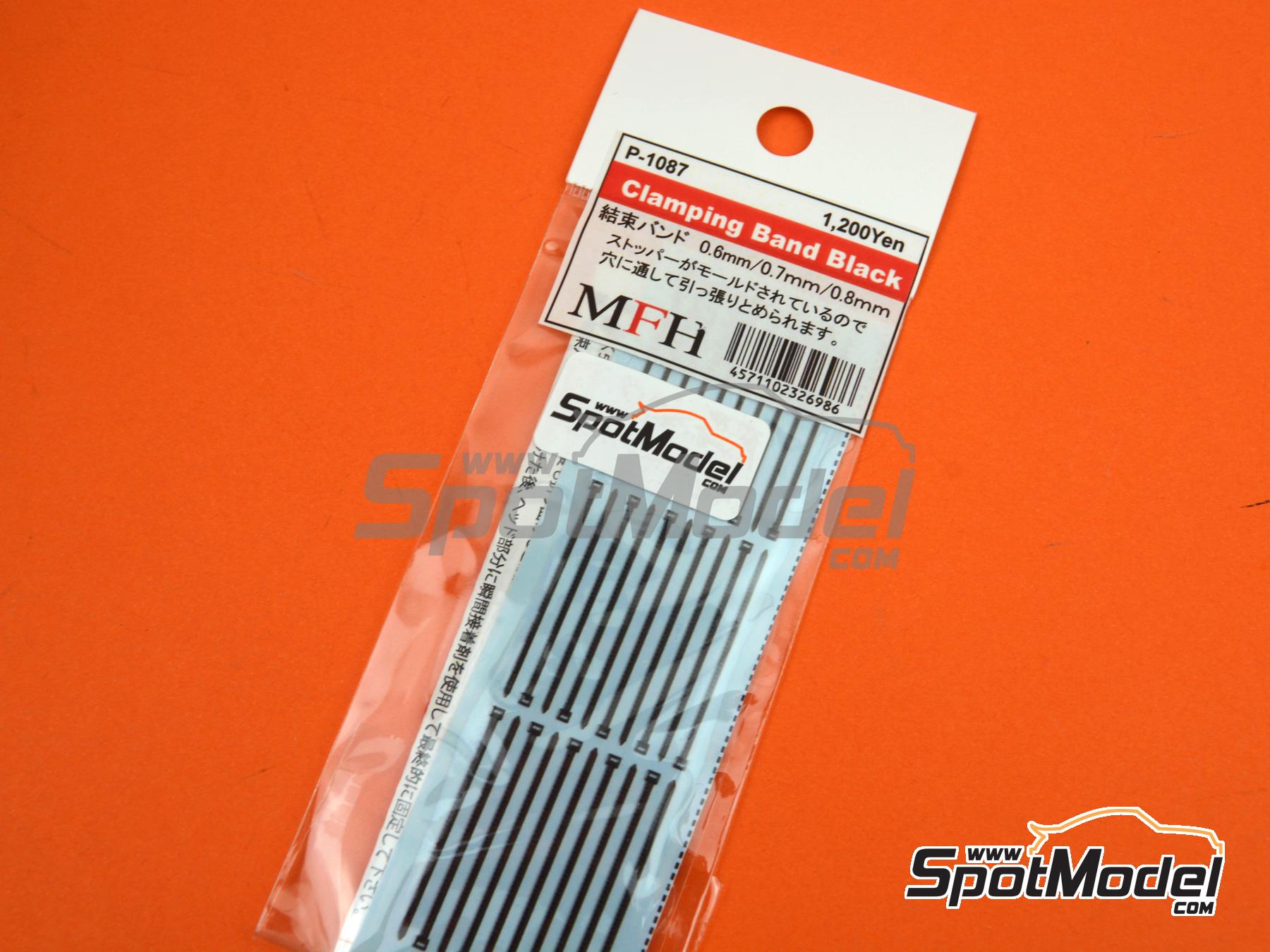 Image 6: Black zip-tie strap bands big size | Clamps in 1/12 scale manufactured by Model Factory Hiro (ref.&nbsp;MFH-P1087, also 4571102326986 and P1087)