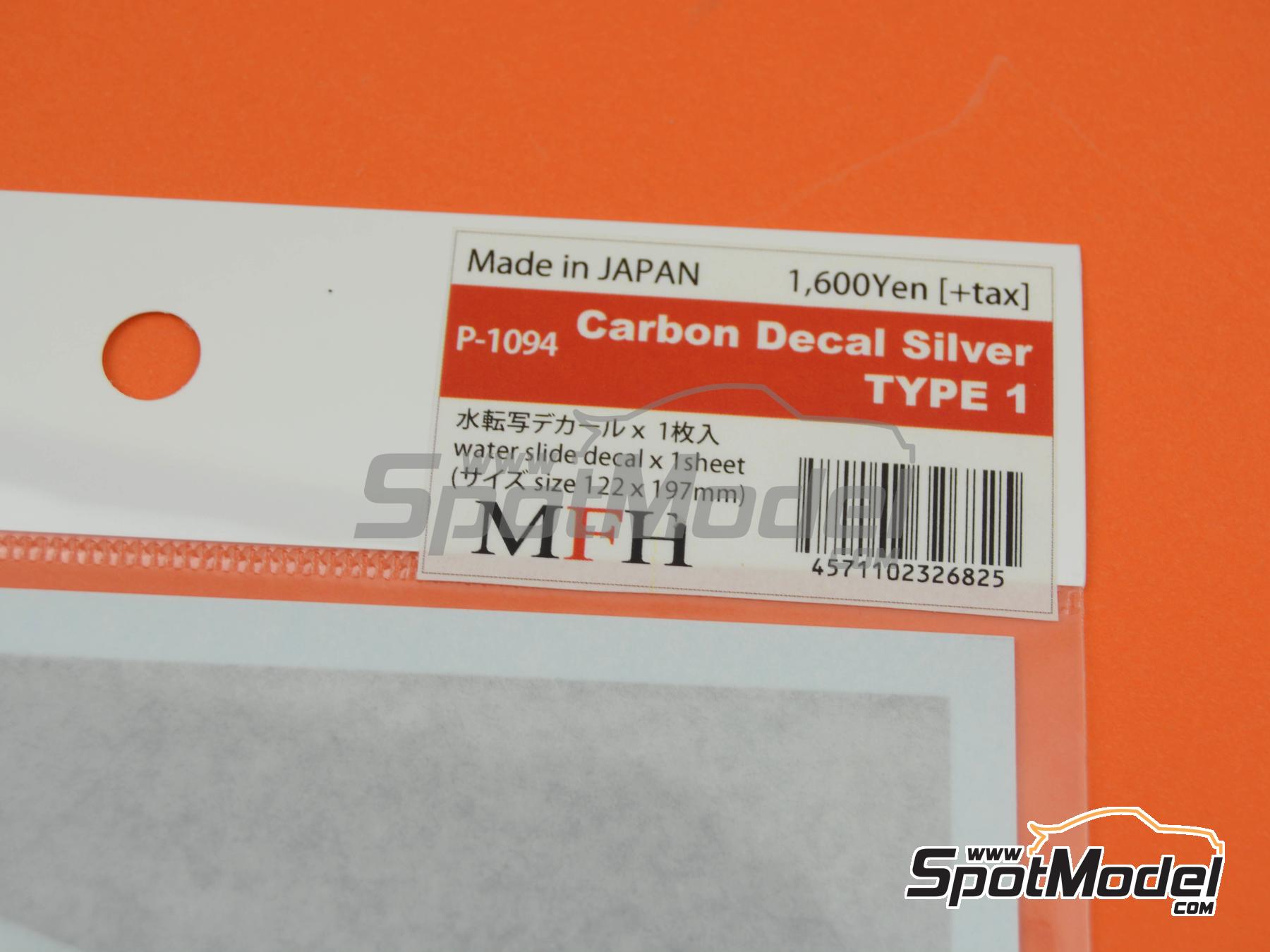 Image 7: Fibra de carbono plateada - Tipo 1 | Calca de trama de fibra de carbono en escala 1/24 fabricado por Model Factory Hiro (ref. MFH-P1094, tambien 4571102326825 y P1094)