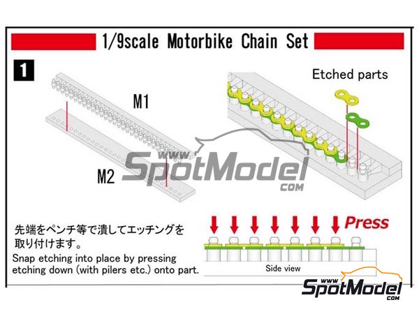 Image 4: Chain link by link | Chain set in 1/9 scale manufactured by Model Factory Hiro (ref.&nbsp;MFH-P1099, also 4571102326771 and P1099)