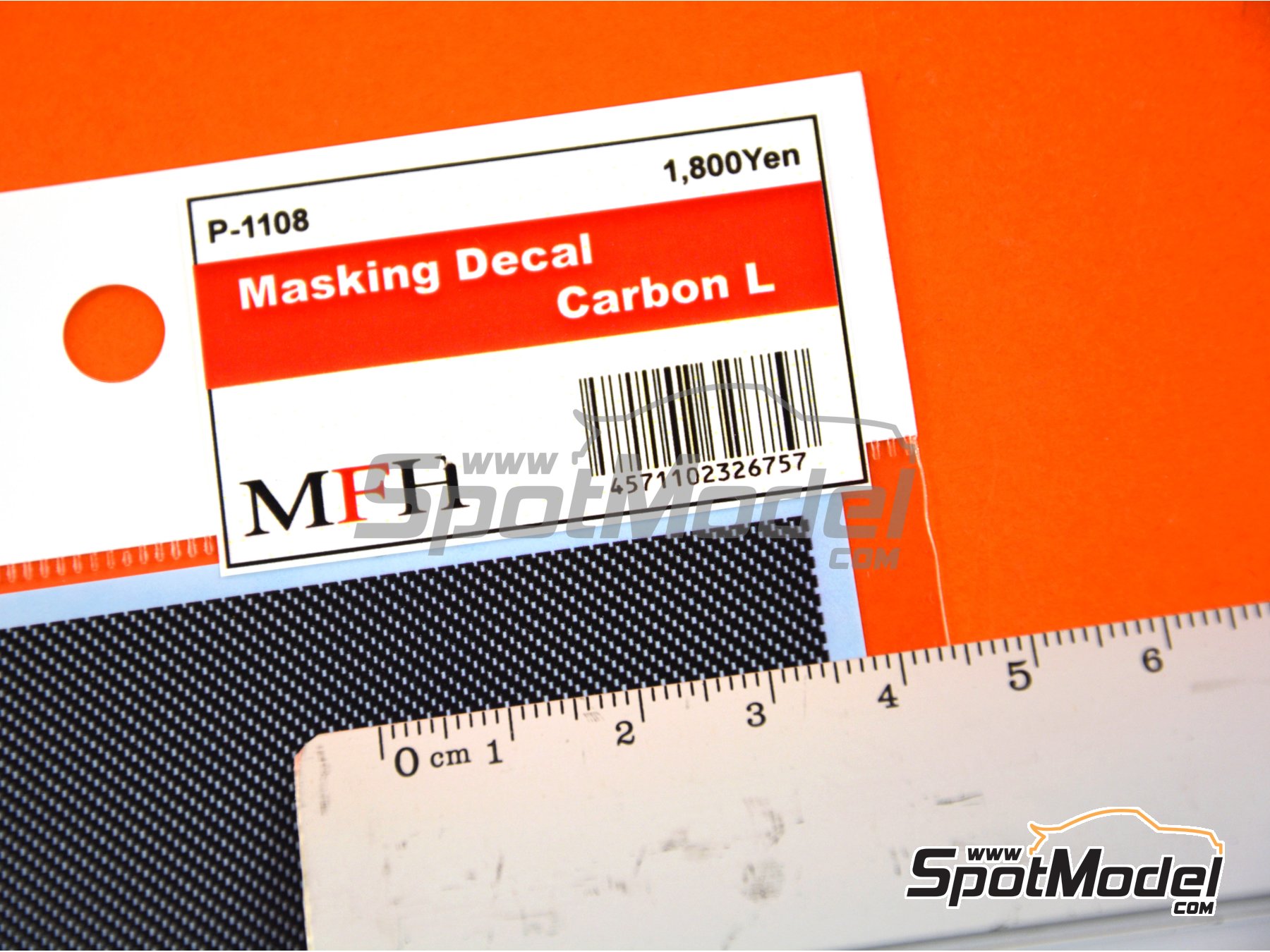 Image 2: Large carbon fiber pattern | Carbon fiber decal in 1/43 scale manufactured by Model Factory Hiro (ref. MFH-P1108, also 4571102326757 and P1108)