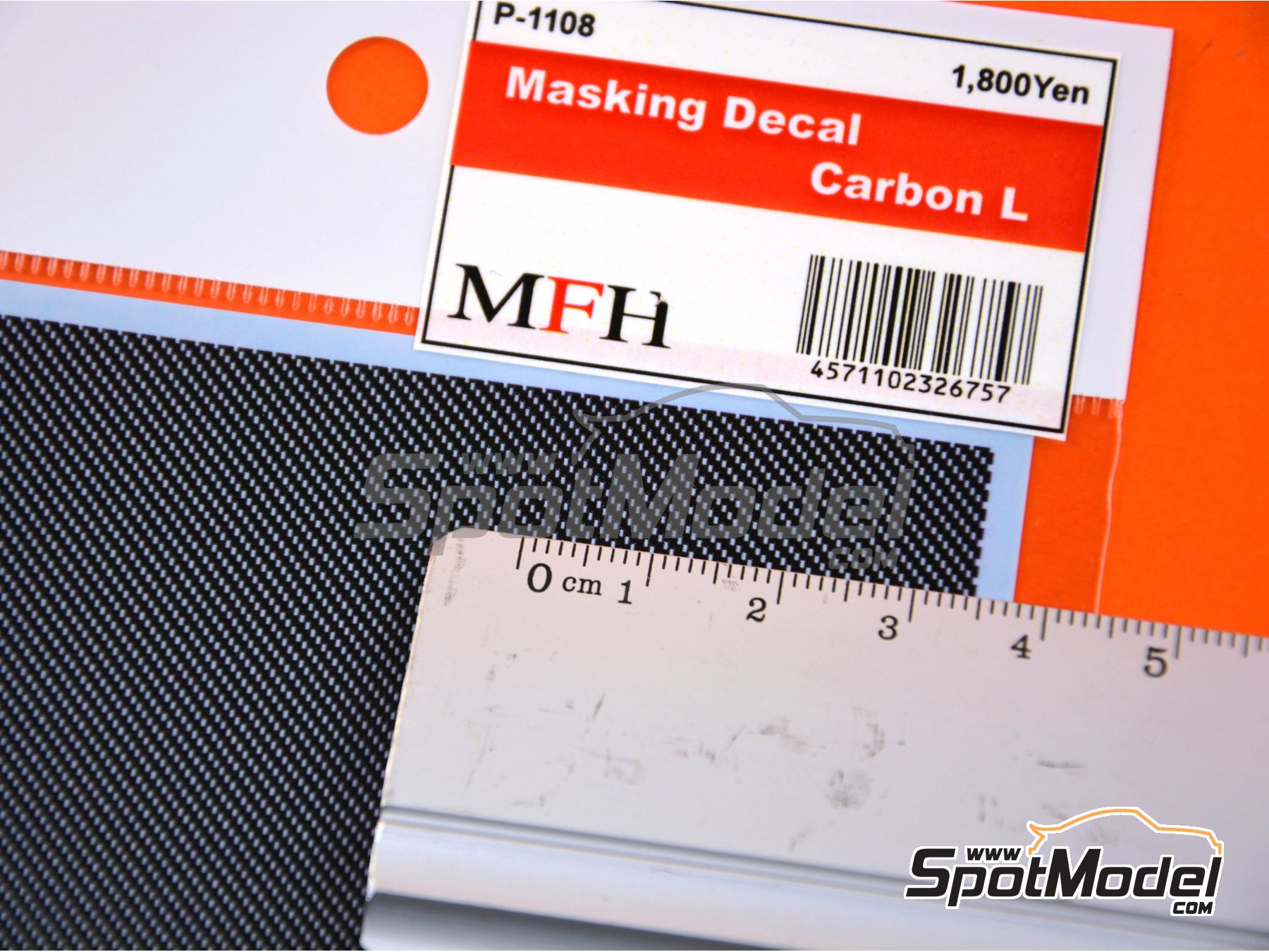 Image 3: Large carbon fiber pattern | Carbon fiber decal in 1/43 scale manufactured by Model Factory Hiro (ref. MFH-P1108, also 4571102326757 and P1108)