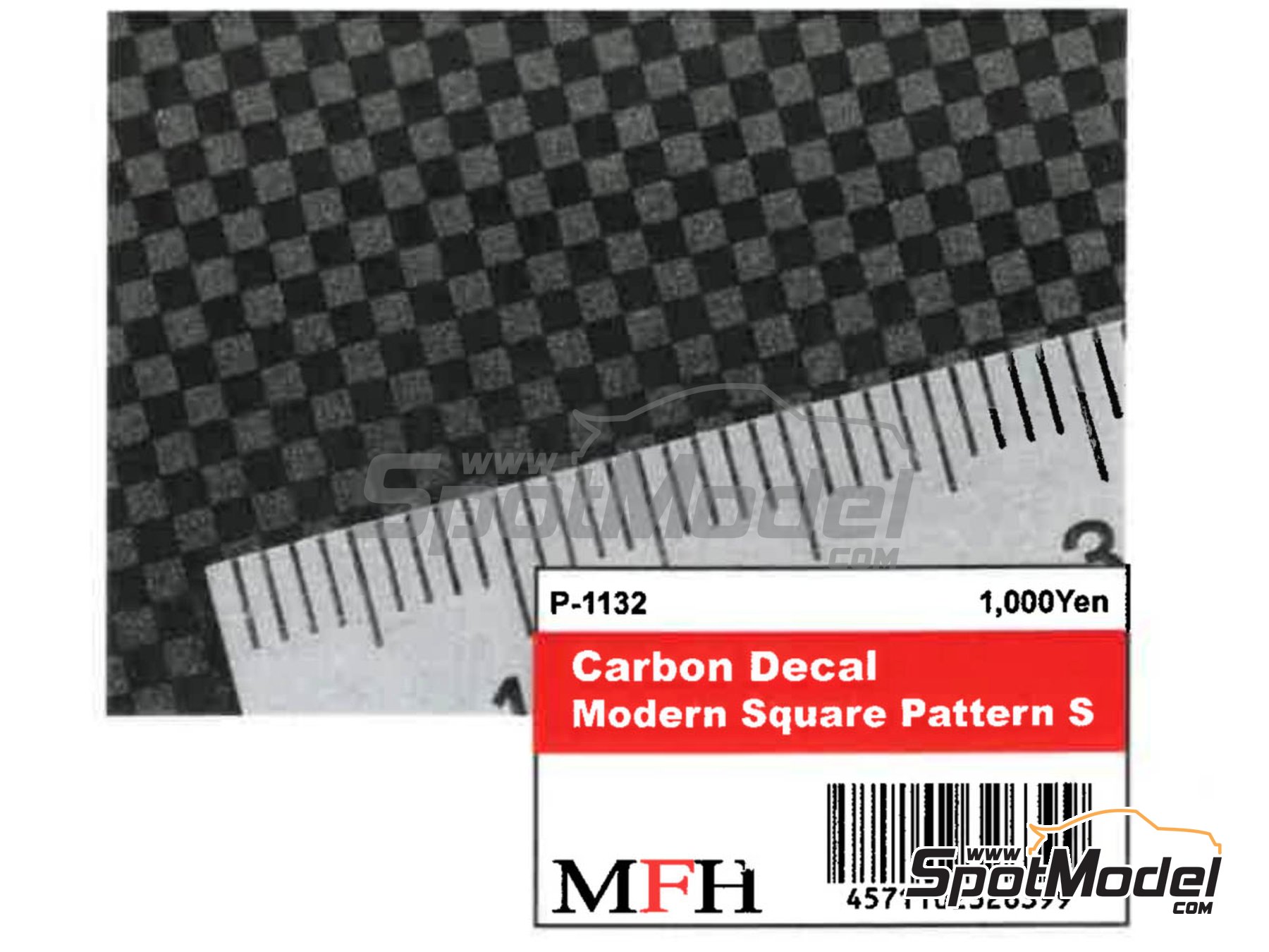 Image 2: Carbon Decal Modern Square Pattern Small | Carbon fiber decal in 1/24 scale manufactured by Model Factory Hiro (ref.&nbsp;MFH-P1132, also 4571102326399 and P1132)