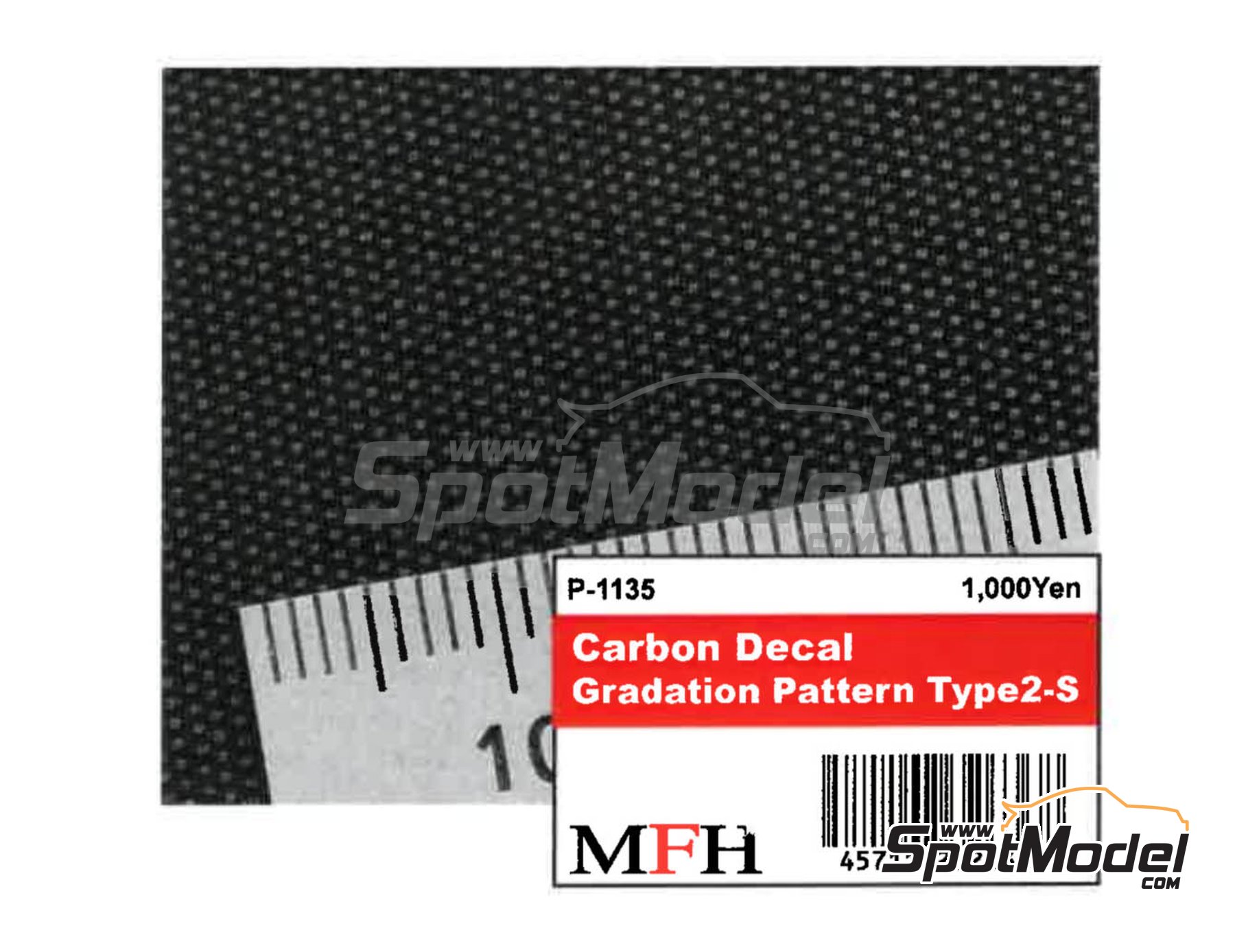 Image 2: Carbon Decal Gradation Pattern Type 2 Small | Carbon fiber decal in 1/24 scale manufactured by Model Factory Hiro (ref.&nbsp;MFH-P1135, also 4571102326368 and P1135)
