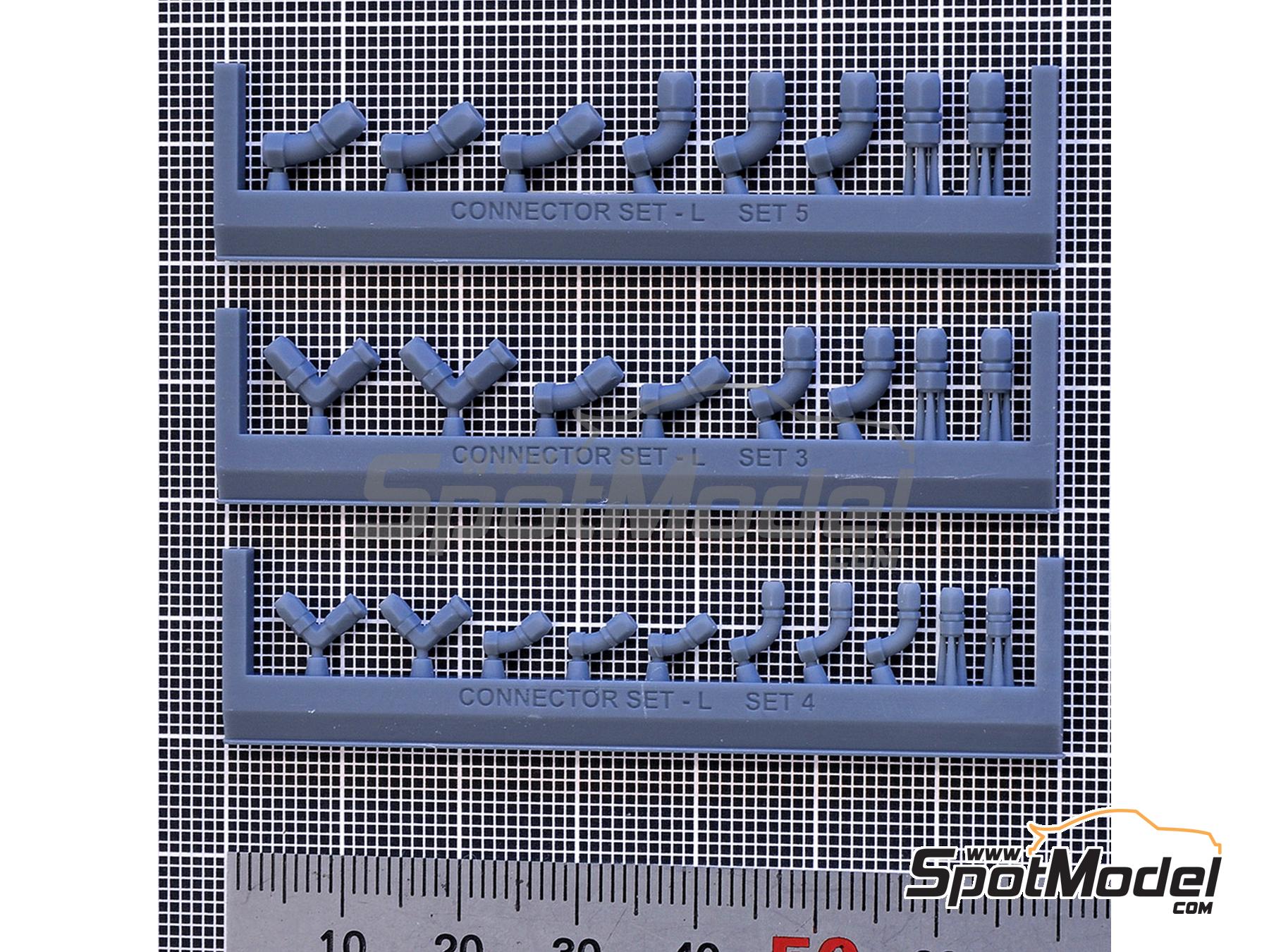 Image 3: Connector and Joint Set - L-Size | Hose joints in 1/12 scale manufactured by Model Factory Hiro (ref.&nbsp;MFH-P1164, also 4580011500288 and P1164)