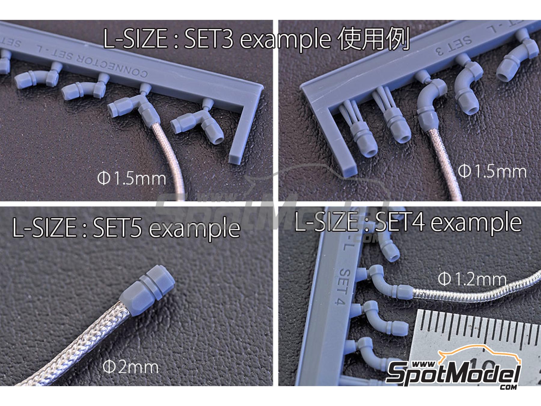 Image 5: Connector and Joint Set - L-Size | Hose joints in 1/12 scale manufactured by Model Factory Hiro (ref.&nbsp;MFH-P1164, also 4580011500288 and P1164)