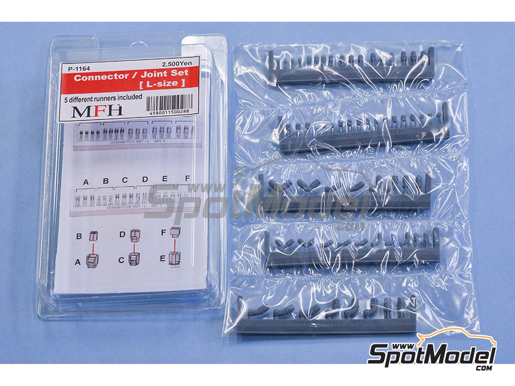 Image 7: Connector and Joint Set - L-Size | Hose joints in 1/12 scale manufactured by Model Factory Hiro (ref.&nbsp;MFH-P1164, also 4580011500288 and P1164)
