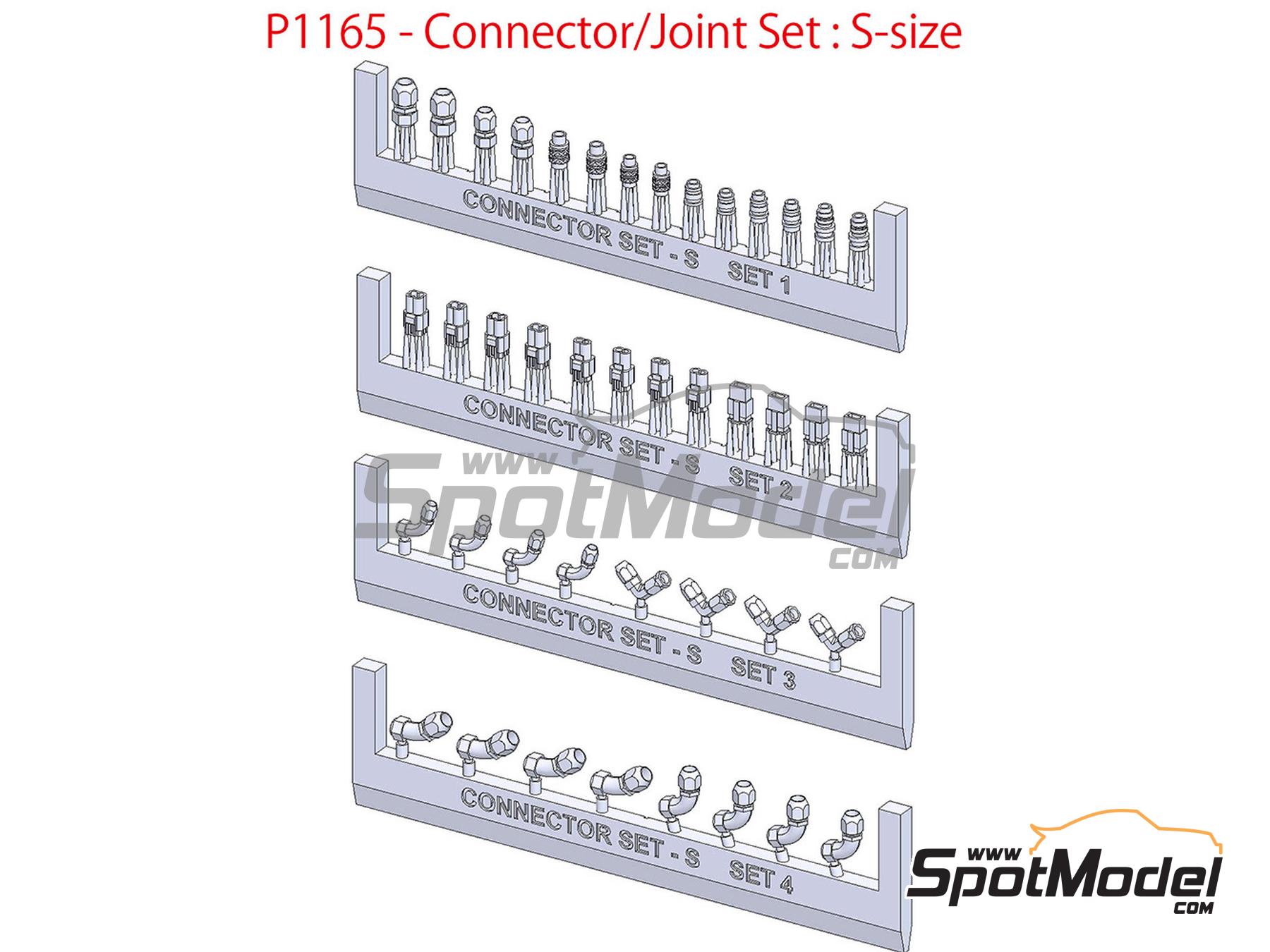 Image 1: Connector and Joint Set - S-Size | Hose joints in 1/24 scale manufactured by Model Factory Hiro (ref. MFH-P1165, also 4580011500295 and P1165)