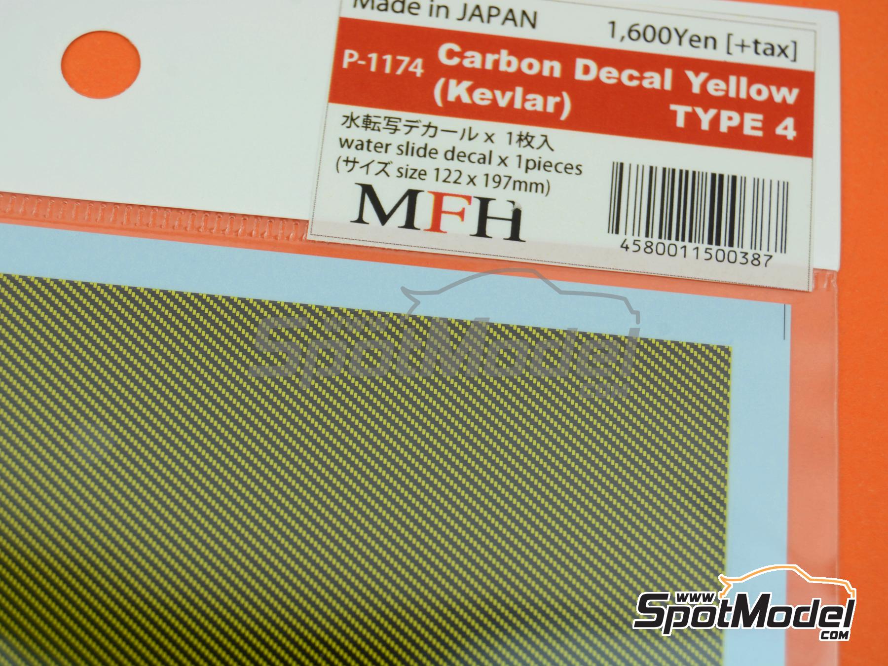 Image 5: Yellow Kevlar Type 4 | Kevlar fiber decal in 1/12 scale manufactured by Model Factory Hiro (ref.&nbsp;MFH-P1174, also 4580011500387 and P1174)