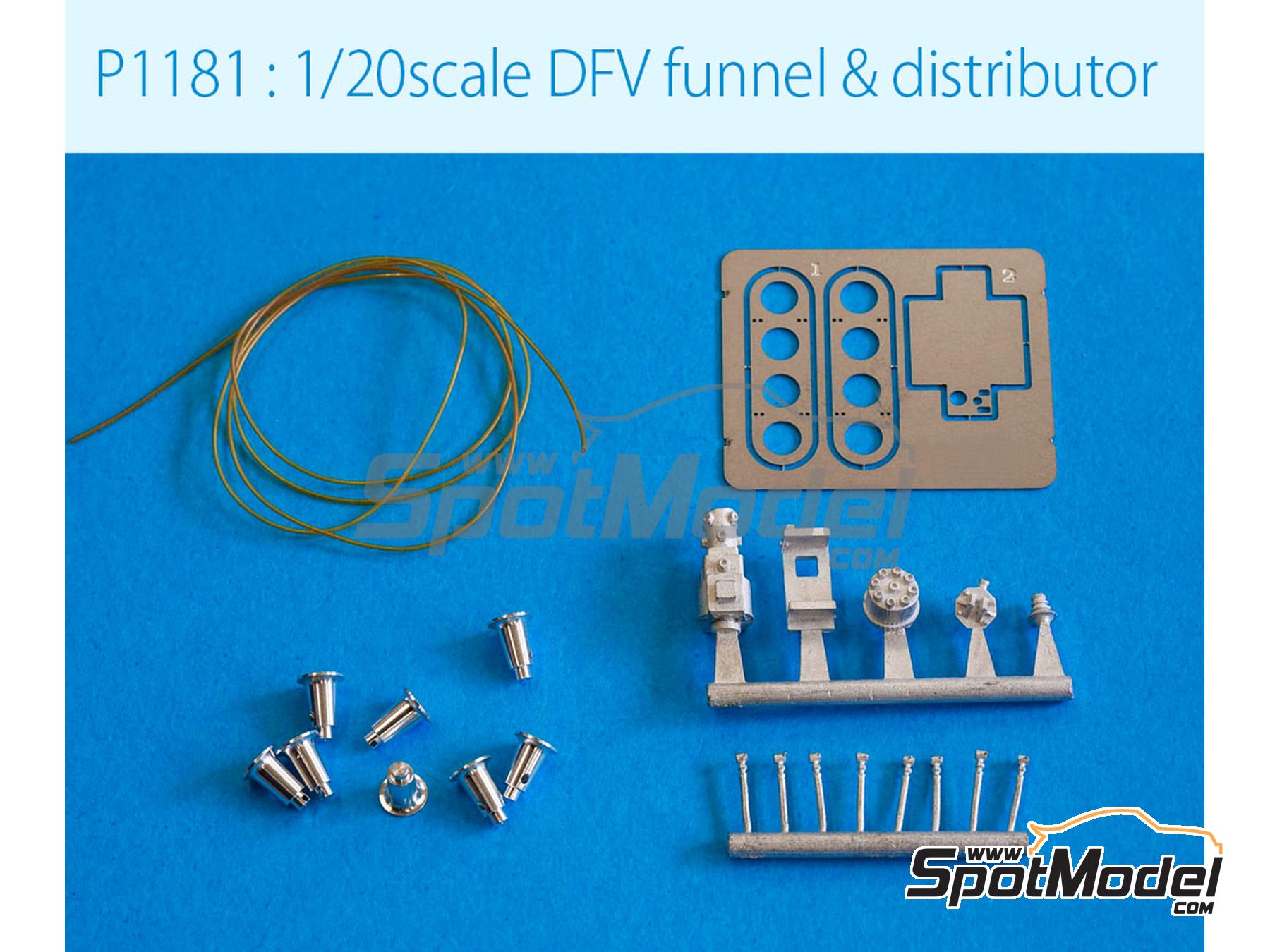 Image 1: Funnel, intake trumpets and distributor for DFV engine | Air funnel in 1/20 scale manufactured by Model Factory Hiro (ref. MFH-P1181, also 4580011500455 and P1181)