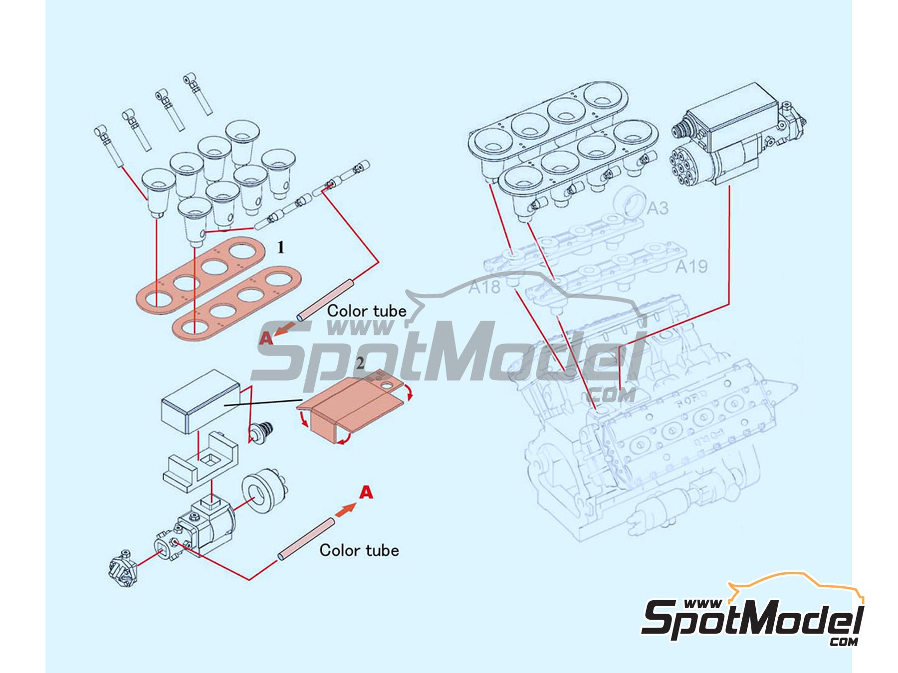 Image 2: Funnel, intake trumpets and distributor for DFV engine | Air funnel in 1/20 scale manufactured by Model Factory Hiro (ref. MFH-P1181, also 4580011500455 and P1181)