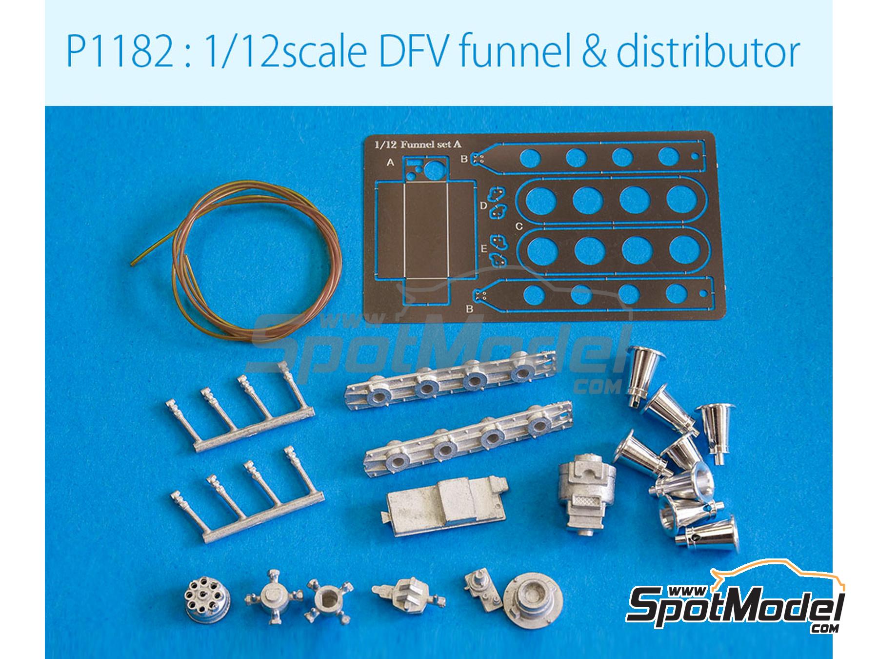 Image 1: Funnel, intake trumpets and distributor for DFV engine | Air funnel in 1/12 scale manufactured by Model Factory Hiro (ref. MFH-P1182, also 4580011500462 and P1182)