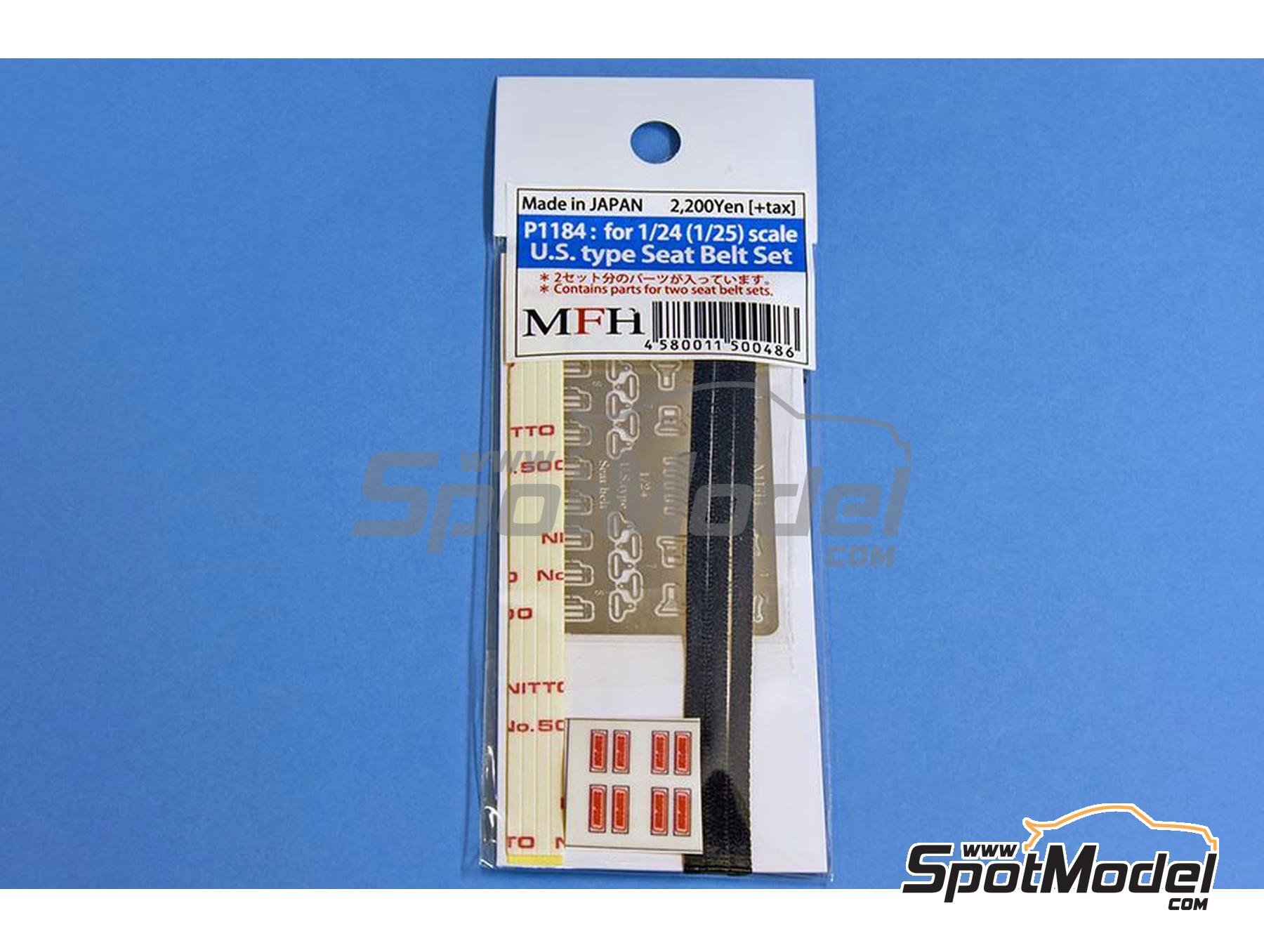 Image 3: U.S. Type Simpson Seatbelt set - colour Black | Seatbelts in 1/24 scale manufactured by Model Factory Hiro (ref.&nbsp;MFH-P1184, also 4580011500486 and P1184)