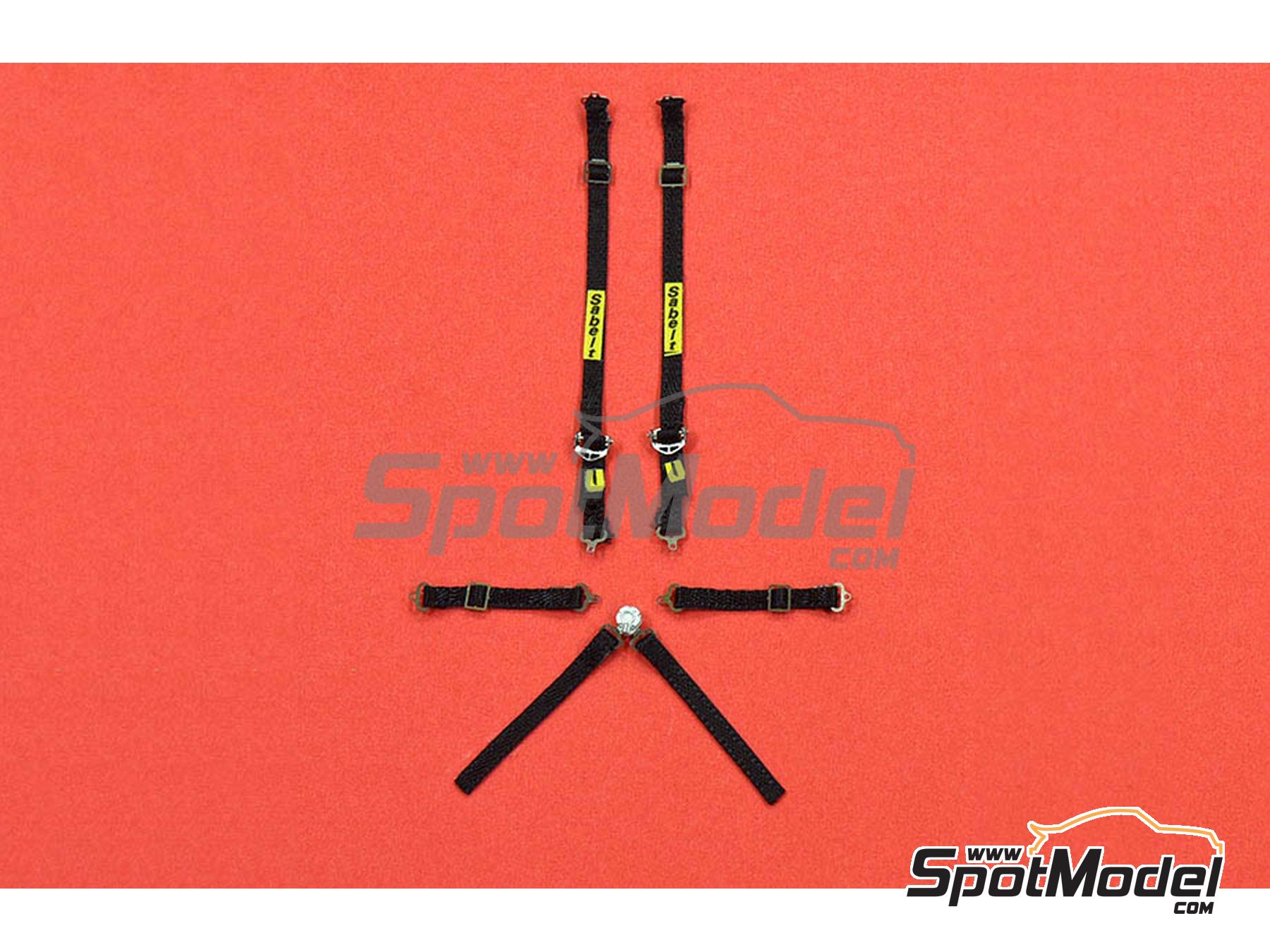 Image 1: 2020 type Sabelt Seatbelt set - color black | Seatbelts in 1/24 scale manufactured by Model Factory Hiro (ref.&nbsp;MFH-P1186, also 4580011500509 and P1186)