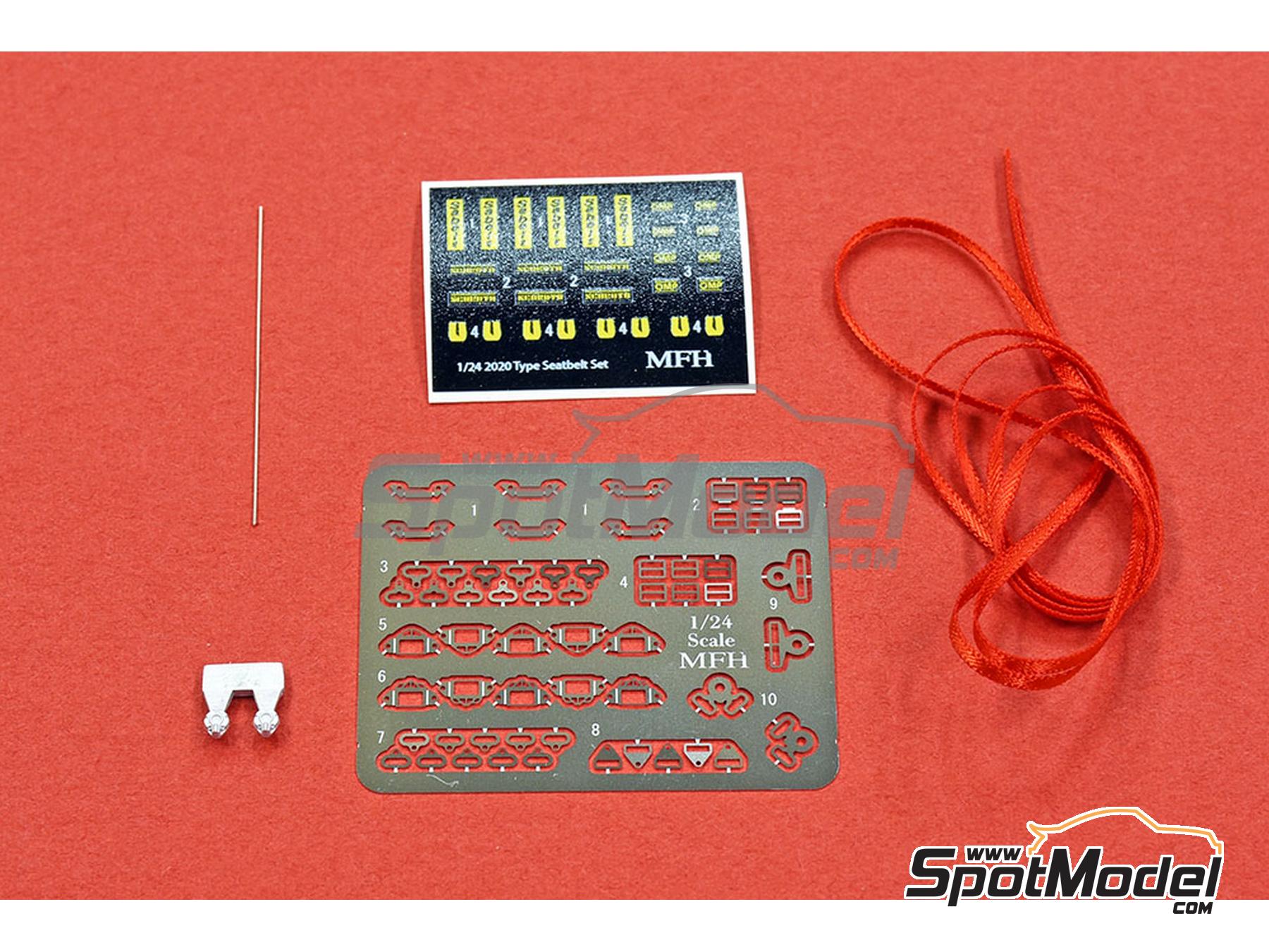 Image 2: Cintur&oacute;n de seguridad Sabelt tipo arn&eacute;s tipo 2020 - color rojo | Cinturones en escala&nbsp;1/24 fabricado por Model Factory Hiro (ref.&nbsp;MFH-P1187, tambien 4580011500516 y P1187)