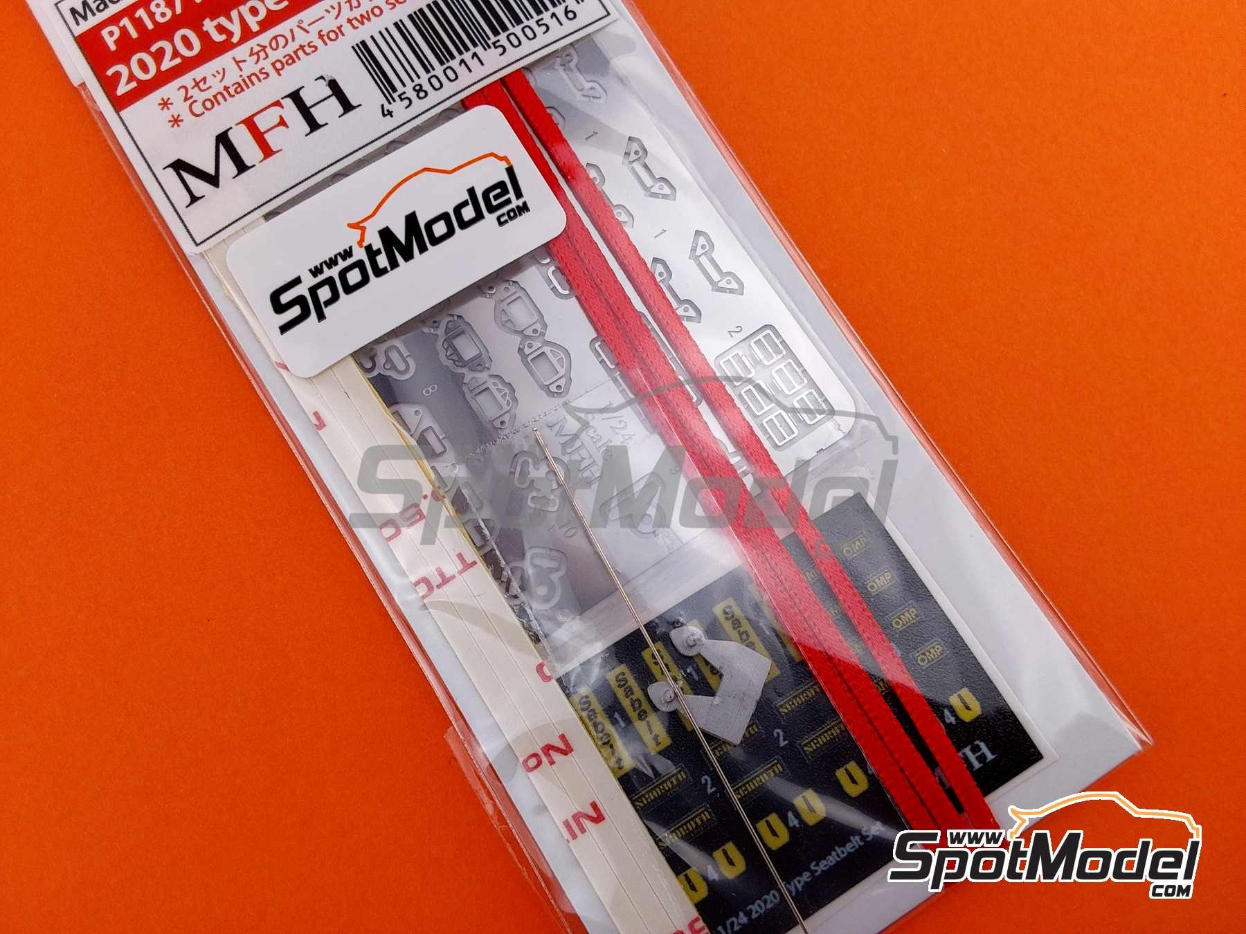 Image 4: Cintur&oacute;n de seguridad Sabelt tipo arn&eacute;s tipo 2020 - color rojo | Cinturones en escala&nbsp;1/24 fabricado por Model Factory Hiro (ref.&nbsp;MFH-P1187, tambien 4580011500516 y P1187)